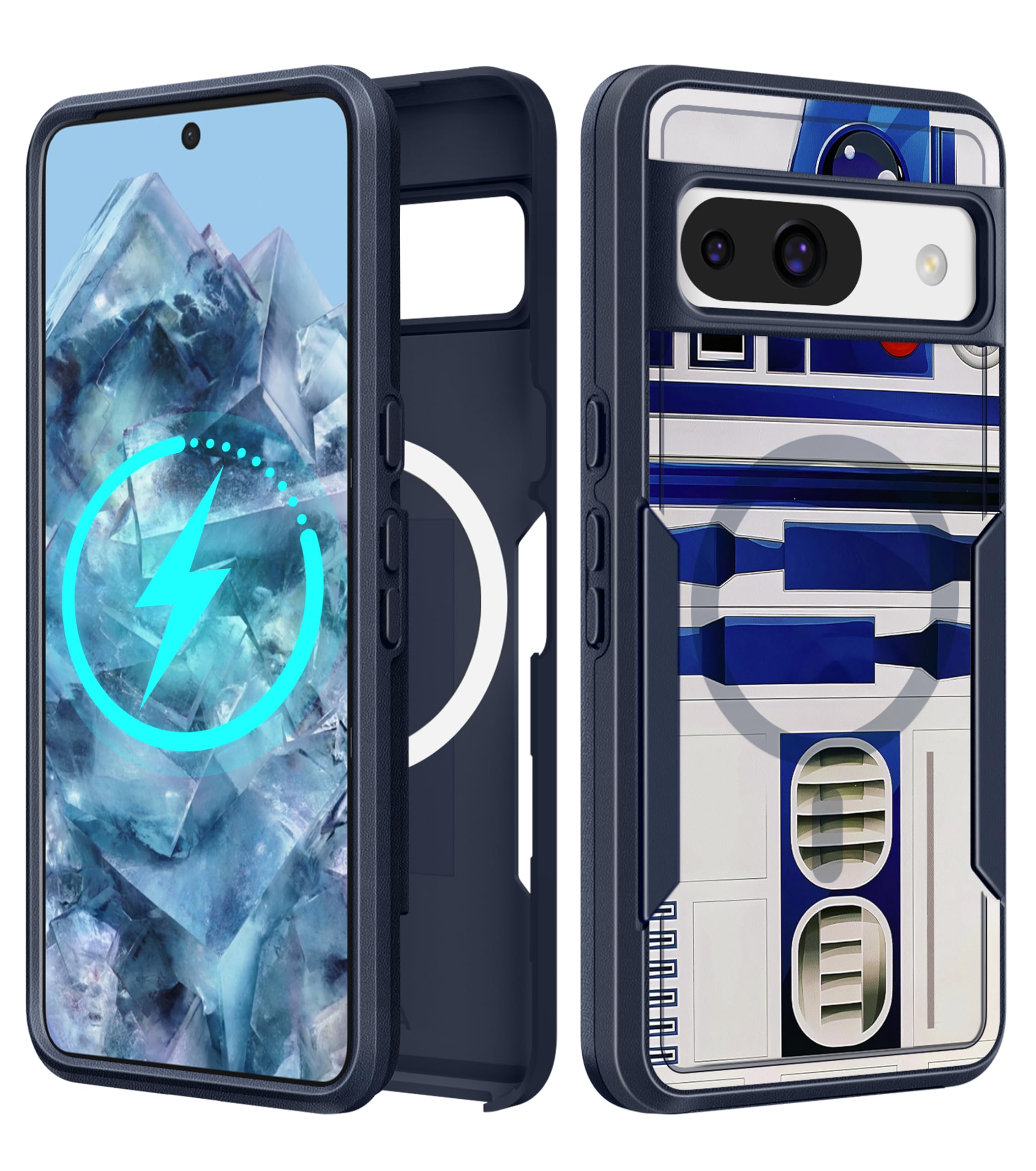 LISEVO for Google Pixel 8A Case 6.1 Inch - Compatible with MagSafe Women Girls Boys Cute Magnetic Protective Cover Cool Blue Uni