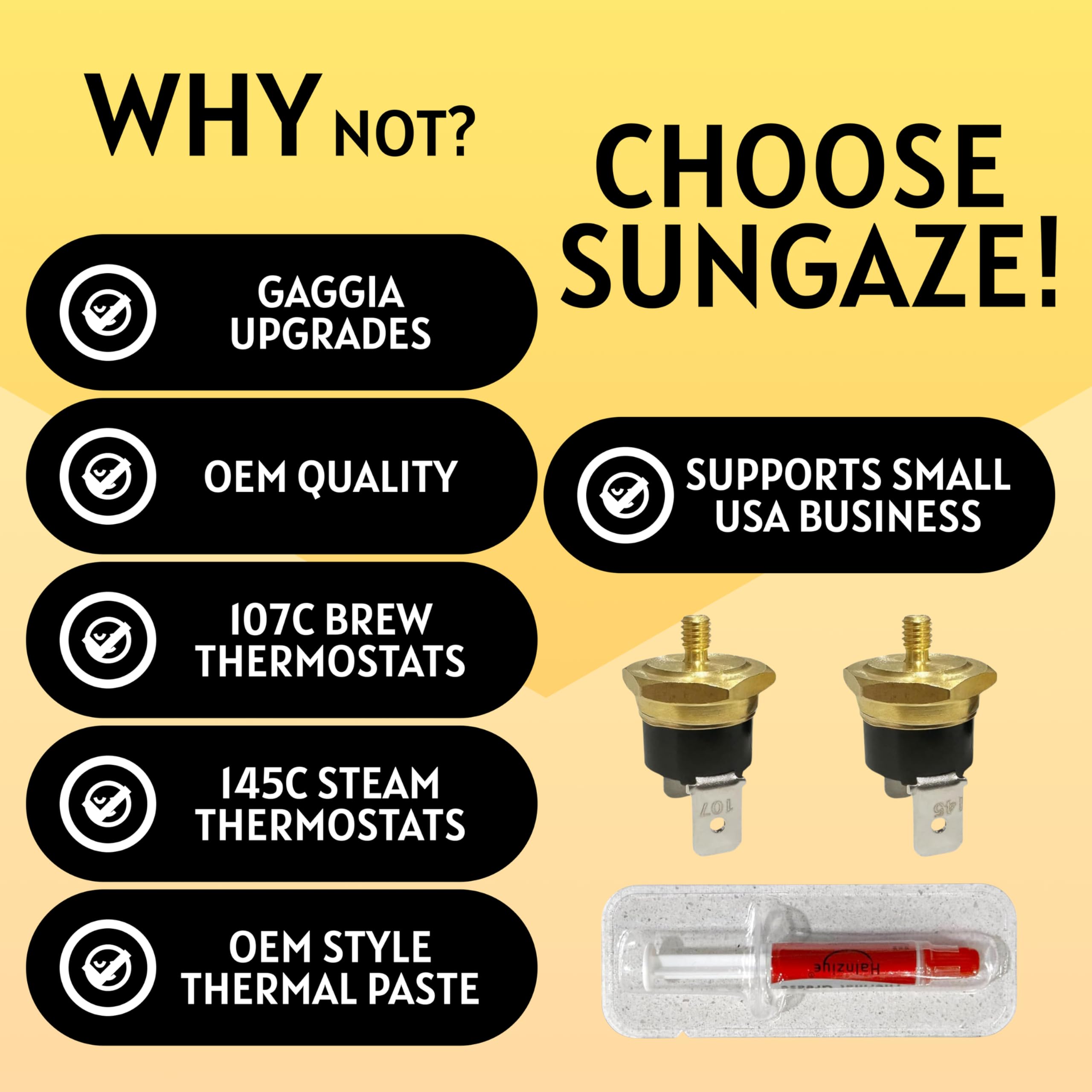 Oem Style Gaggia Thermostat Replacement Thread M4 107C By Sungaze Coffee   Maintain Perfect Brewing Temperature   Authentic Oem