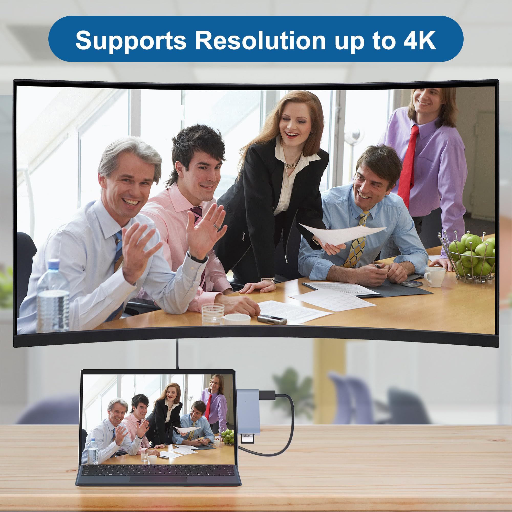 Usb 3.0 Surface Pro 6/Pro 5/Pro 4 Usb Hub Docking Station 4K Hdmi Hub Adapter, Sd & Tf/Micro Sd Memory Card Reader, 4K@30Hz Hdmi