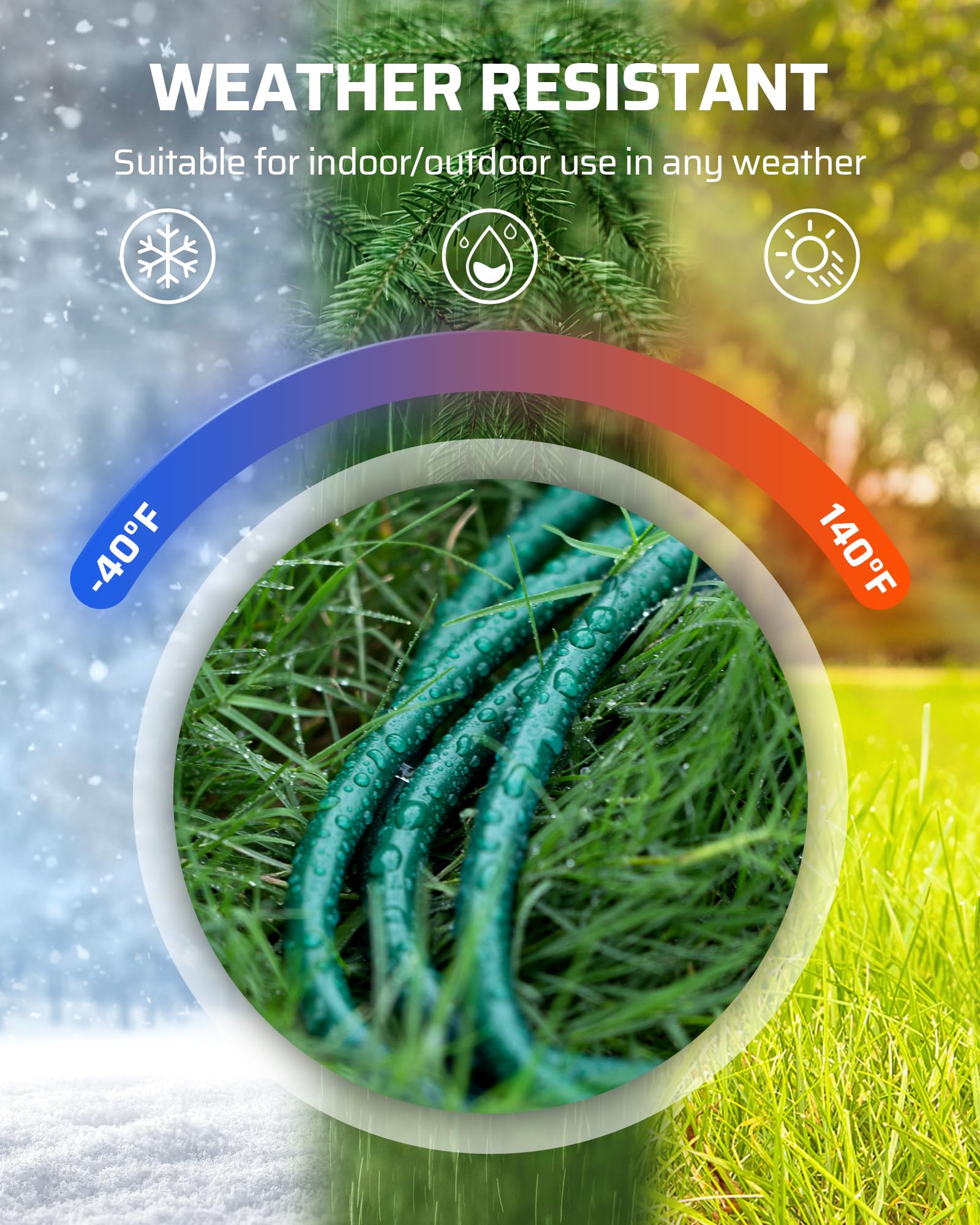 Dewenwils Outdoor Extension Cord 1 To 3 Splitter For Outdoor Lights, 3 Prong Outlets Plugs, Max 28Ft End To End (40 Ft Total),16