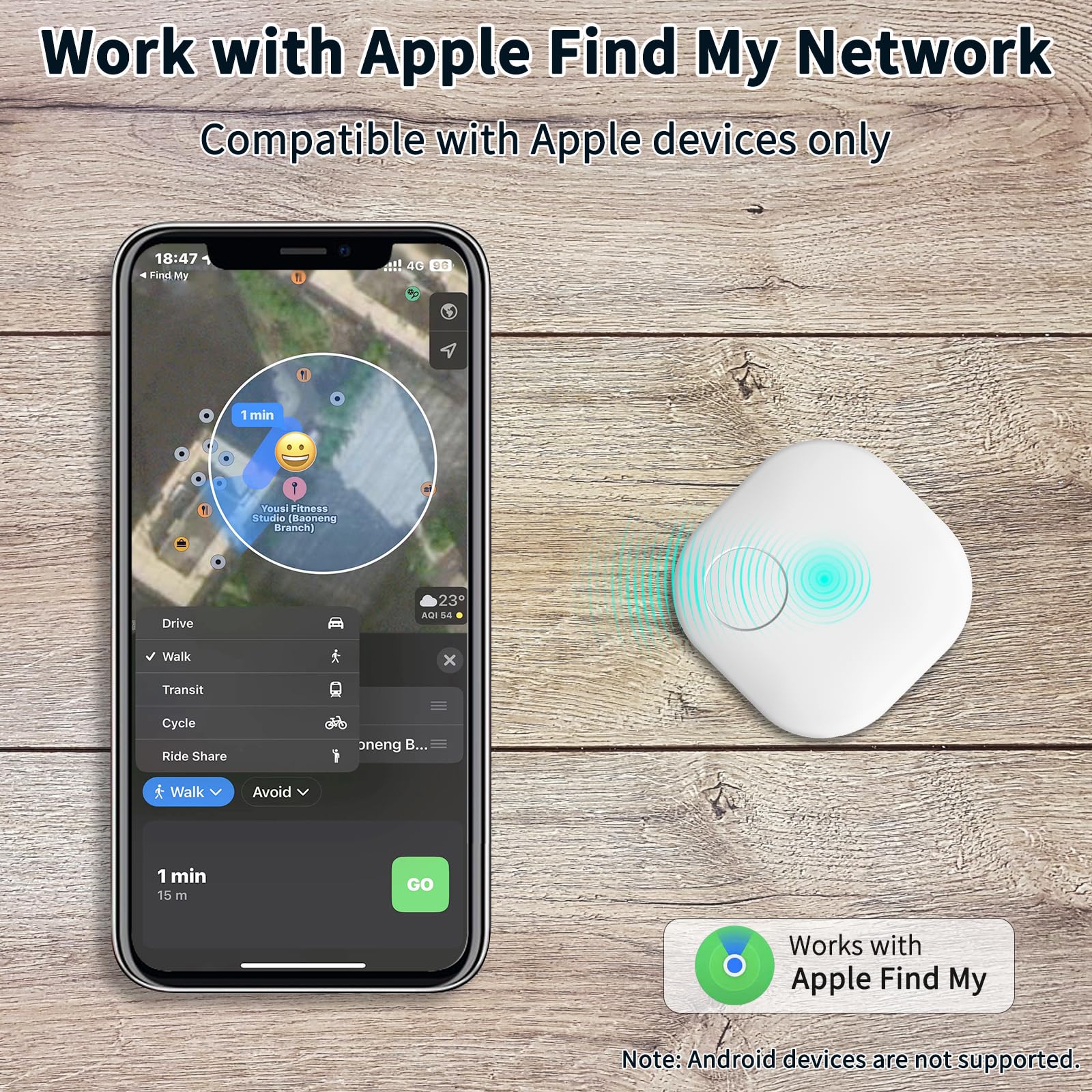 Key Finder, Item Finder Works With Apple Find My (Ios Only), Bluetooth Tracker With Key Chain, Replaceable Battery, Privacy Prot