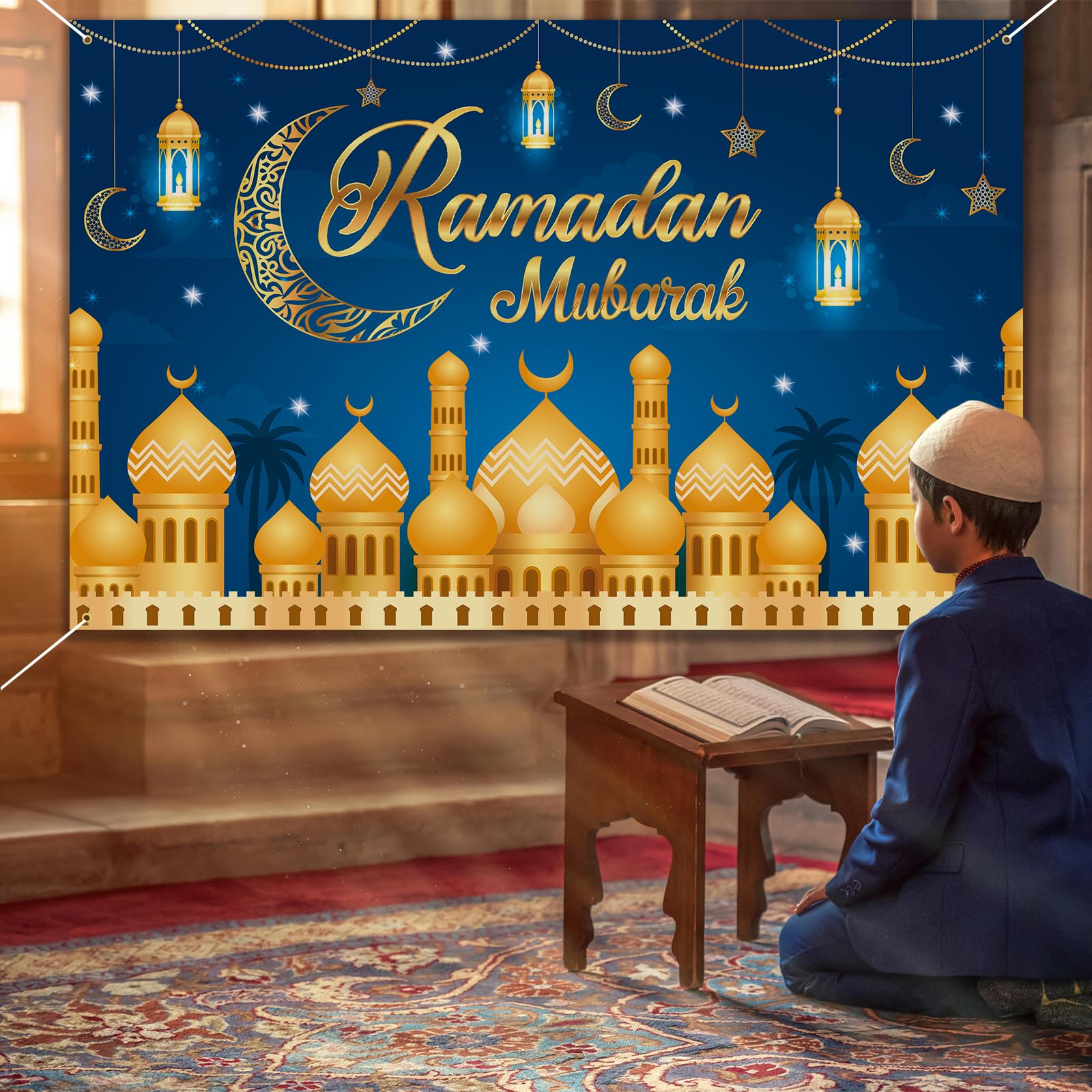 Ramadan Decorations For Home   71 X 44 In Ramadan Banner Mubarak Table Mubarak Sign Backdrop Favors Hanging Decorations For Outd