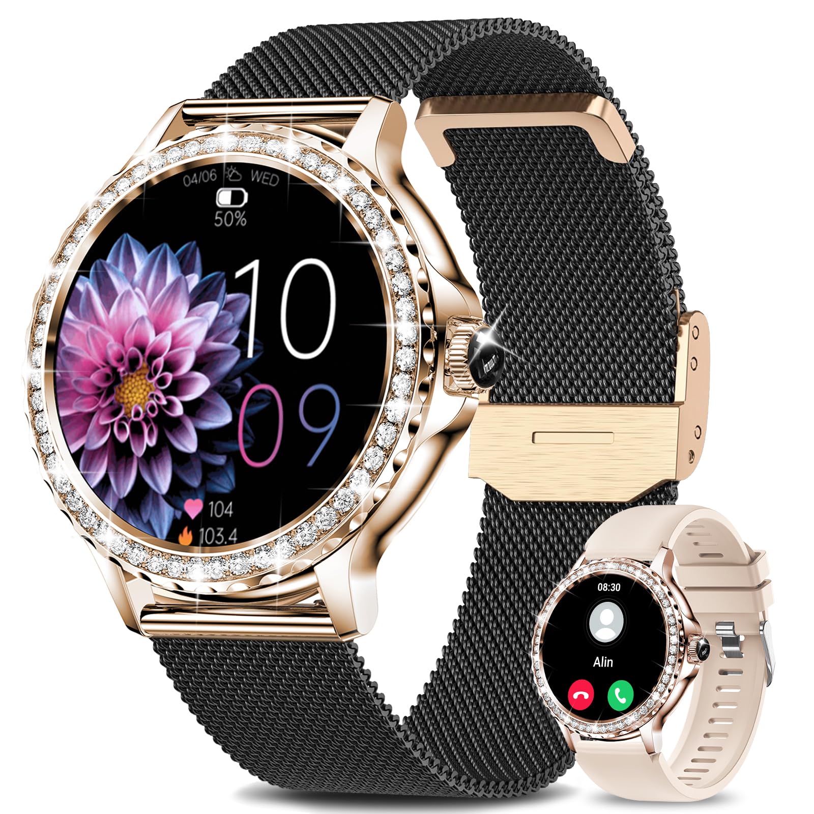 Smart Watches For Women (Answer/Make Calls), 1.3    Fitness Tracker Watch With Heart Rate/Blood Pressure/Spo2/Sleep Monitor, Ip6