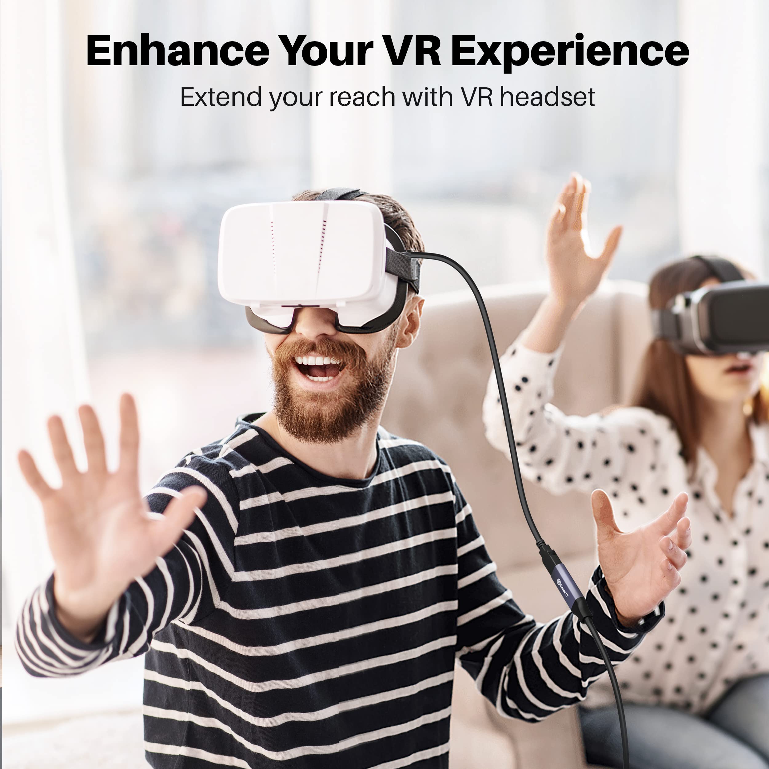 Gearit Usb 3.0 Active Extension Cable (50 Feet) A Male To A Female Usb Repeater With Signal Booster For Oculus Rift, Quest Link,