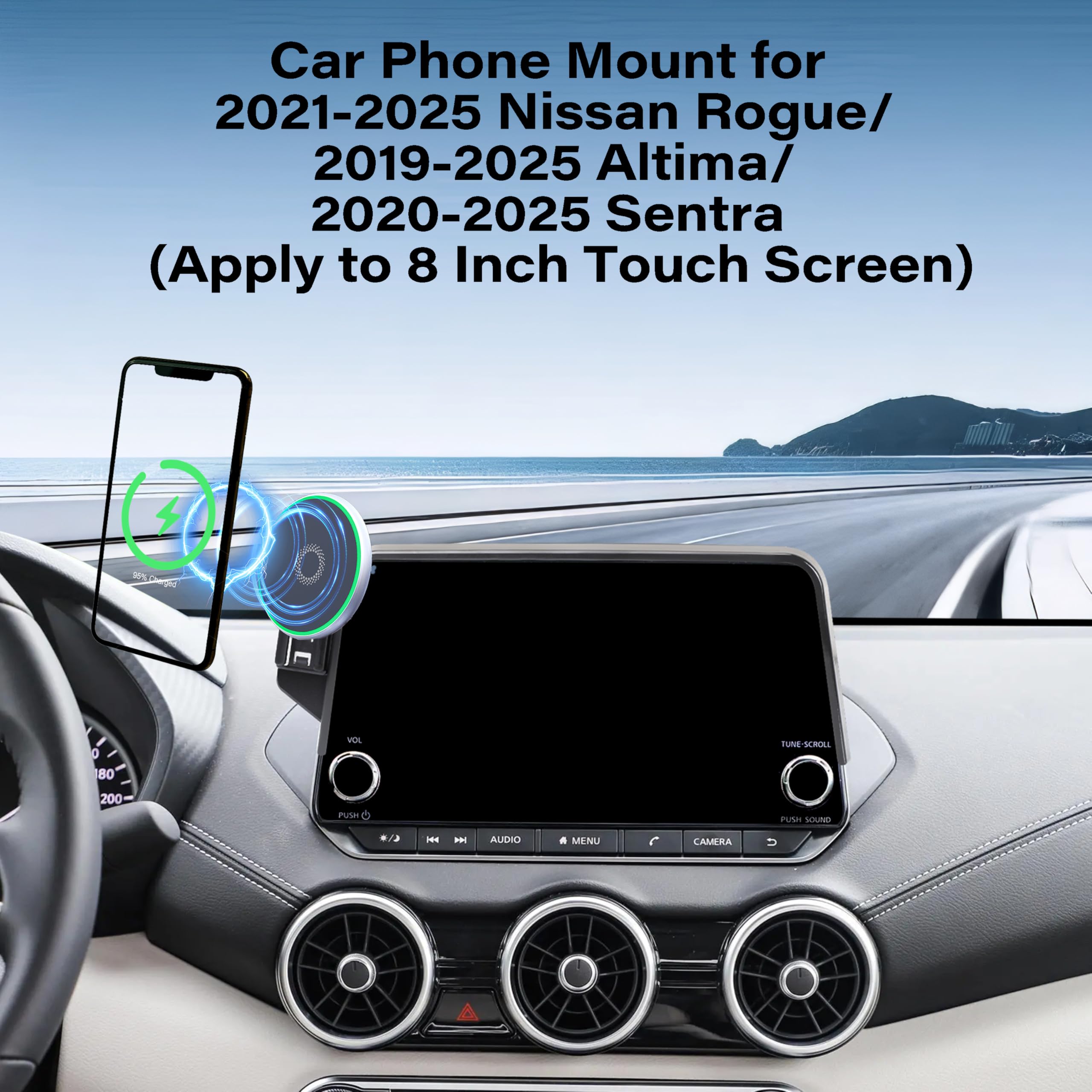 Abeeygeomarn Car Phone Holder For 2021-2025 Nissan Rogue/2019-2025 Altima/2020-2025 Sentra Accessories 15W Fast Wireless Charger