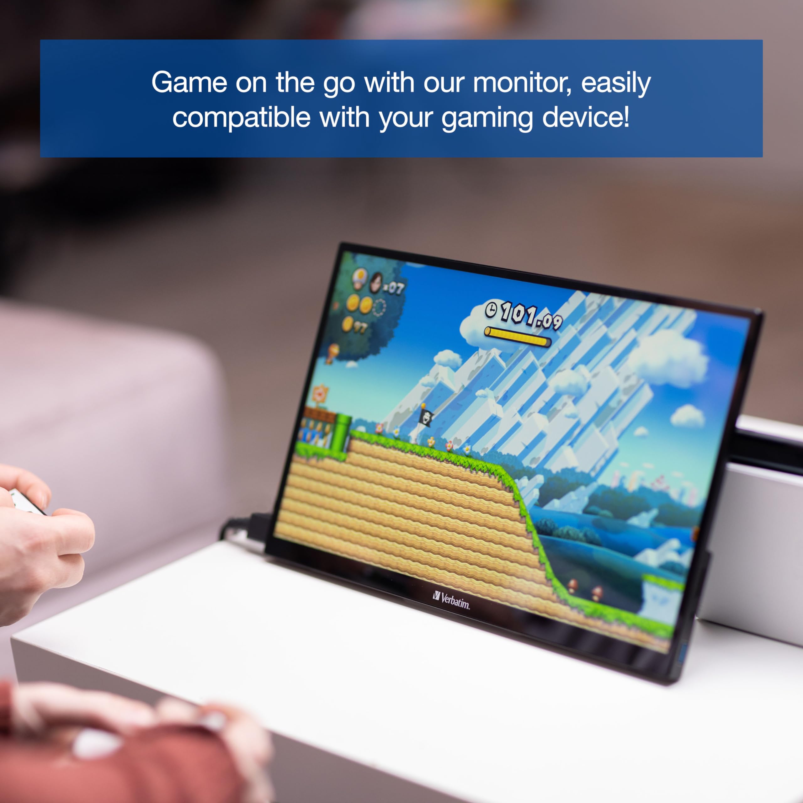 Verbatim Portable Touchscreen Monitor 17.3 Usb-C Hdmi Full Hd 1080P Ips Display With Metal Housing And Adjustable Kick Stand For