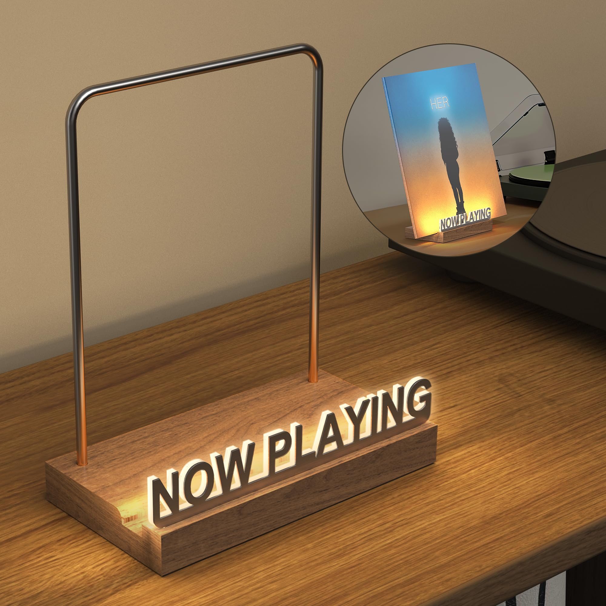 Korrtfid Now Playing Vinyl Record Stand, Vinyl Record Holder, Light Up Vinyl Record Display Stand, Vinyl Record Holder For Album