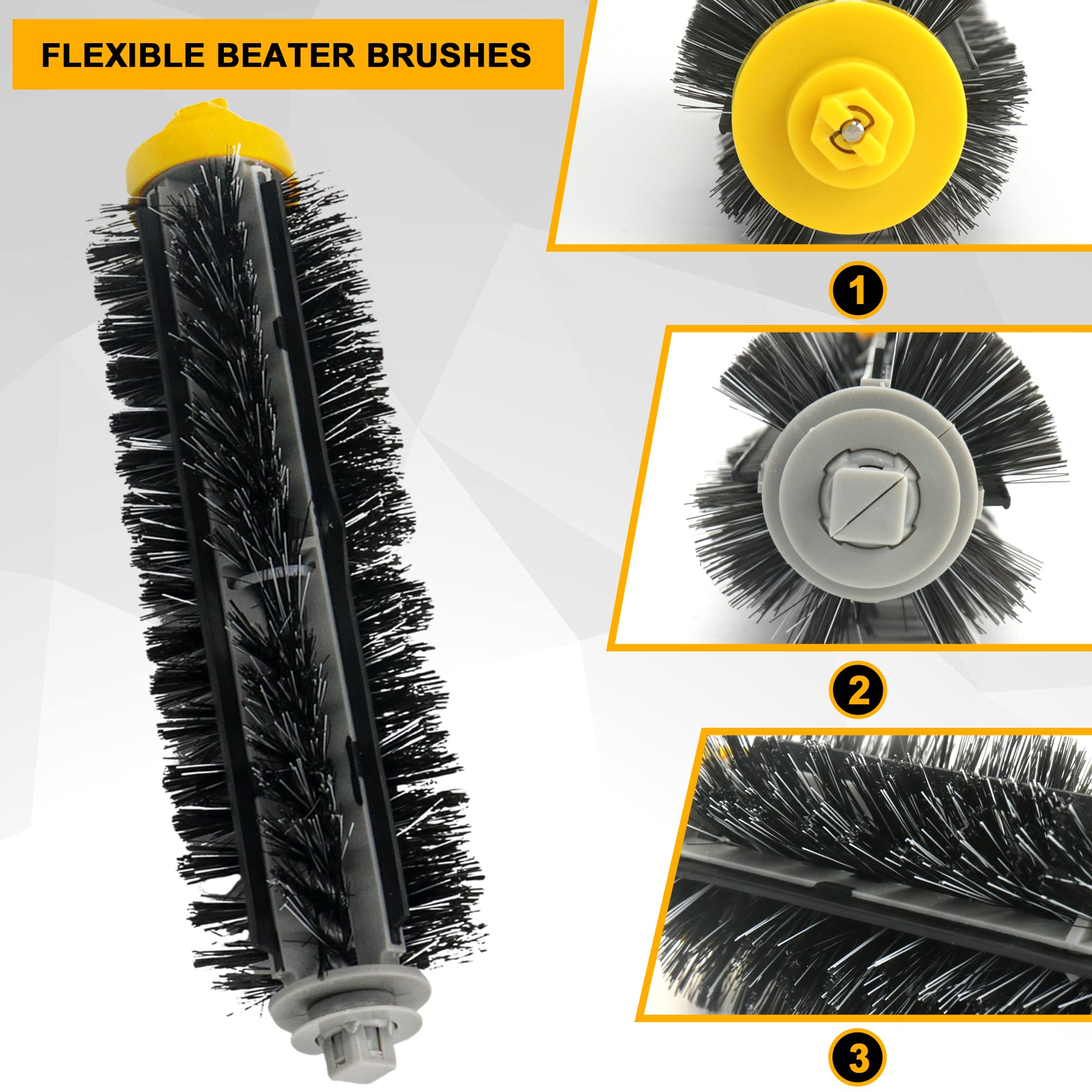Fetions Replacement Brushes Fit For I Robot Room Ba 600 & 700 Series 614 630 635 640 645 650 660 675 680 690 695 760 770 780 Rob