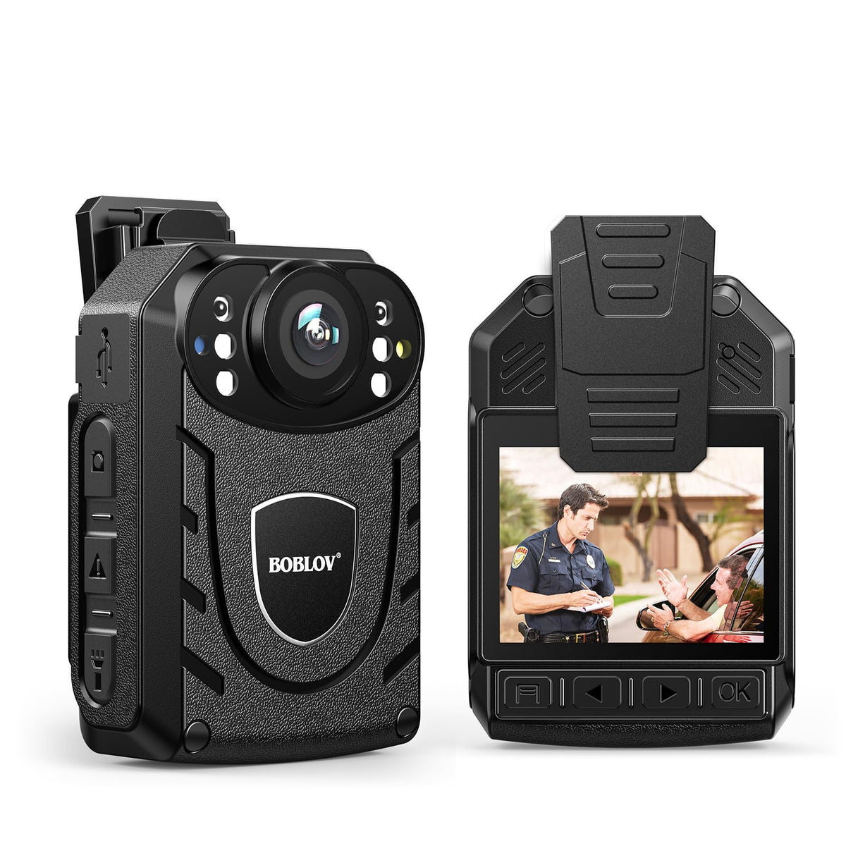 Boblov Kj21 Body Camera, 1296P Body Wearable Camera Support Memory Expand Max 256G, 8 10Hours Recording Police Body Camera Light