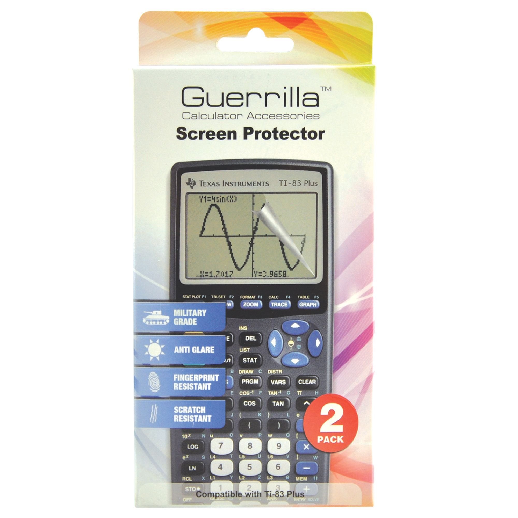 Guerrilla Ti83Sp Military Grade Screen Protector 2 Pack For Texas Instruments Ti 83 Plus Graphing Calculator