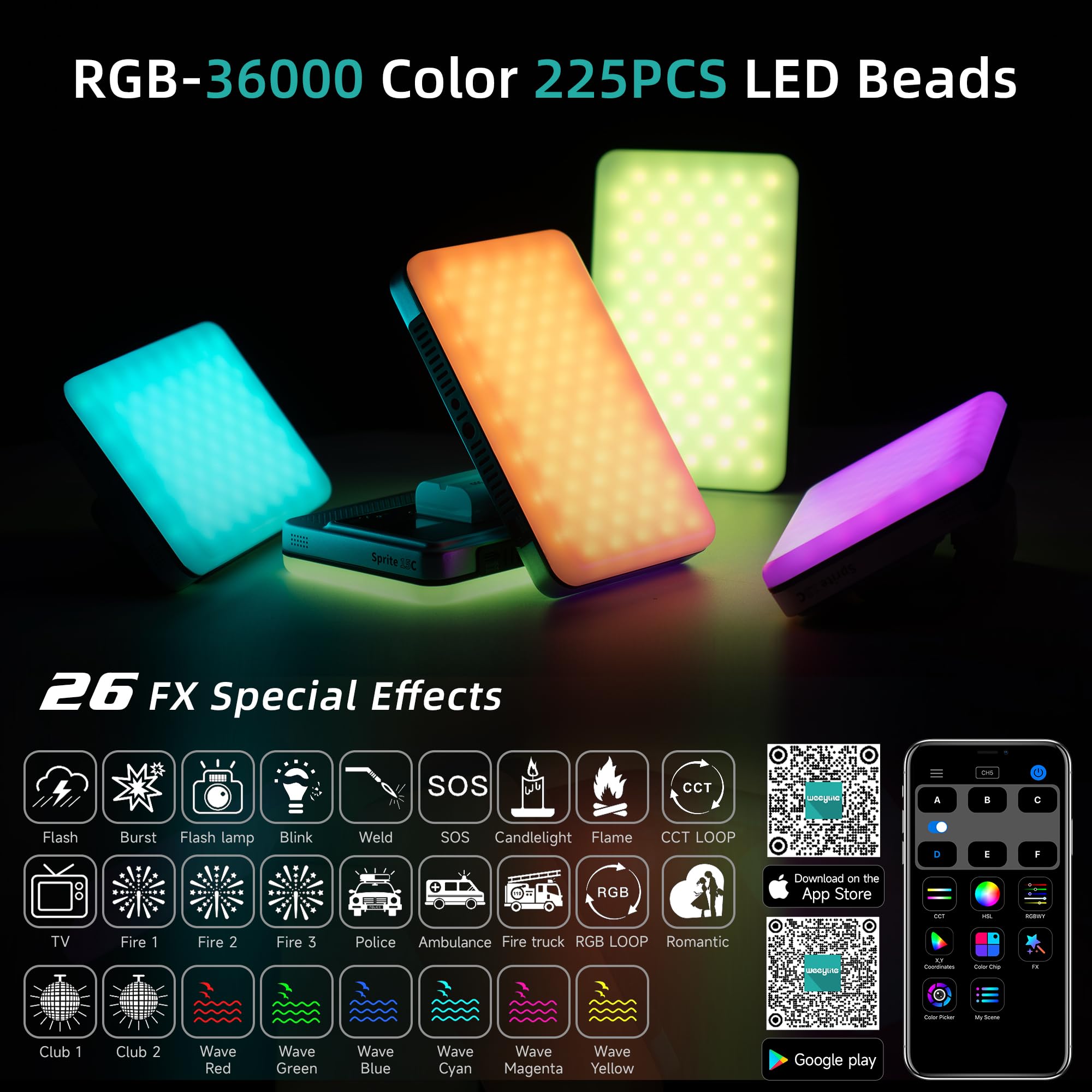 Viltrox 15C Rgb Led Panel Light, Smartphone Control 360 Full Color On Camera Led Photography Lighting With Cold Shoe,2200Mah Rec