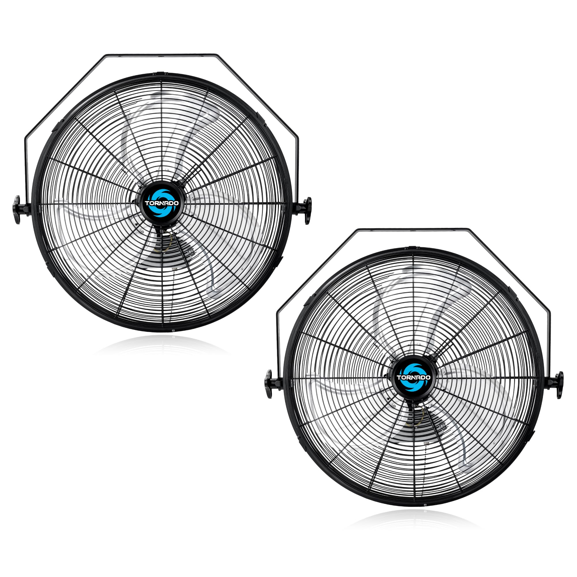 Tornado 2-Pack 18-Inch High Velocity Industrial Wall Fans, 4000 CFM, 3-Speed, TEAO Enclosure Motor, 6.5-FT Power Cord, UL Safety