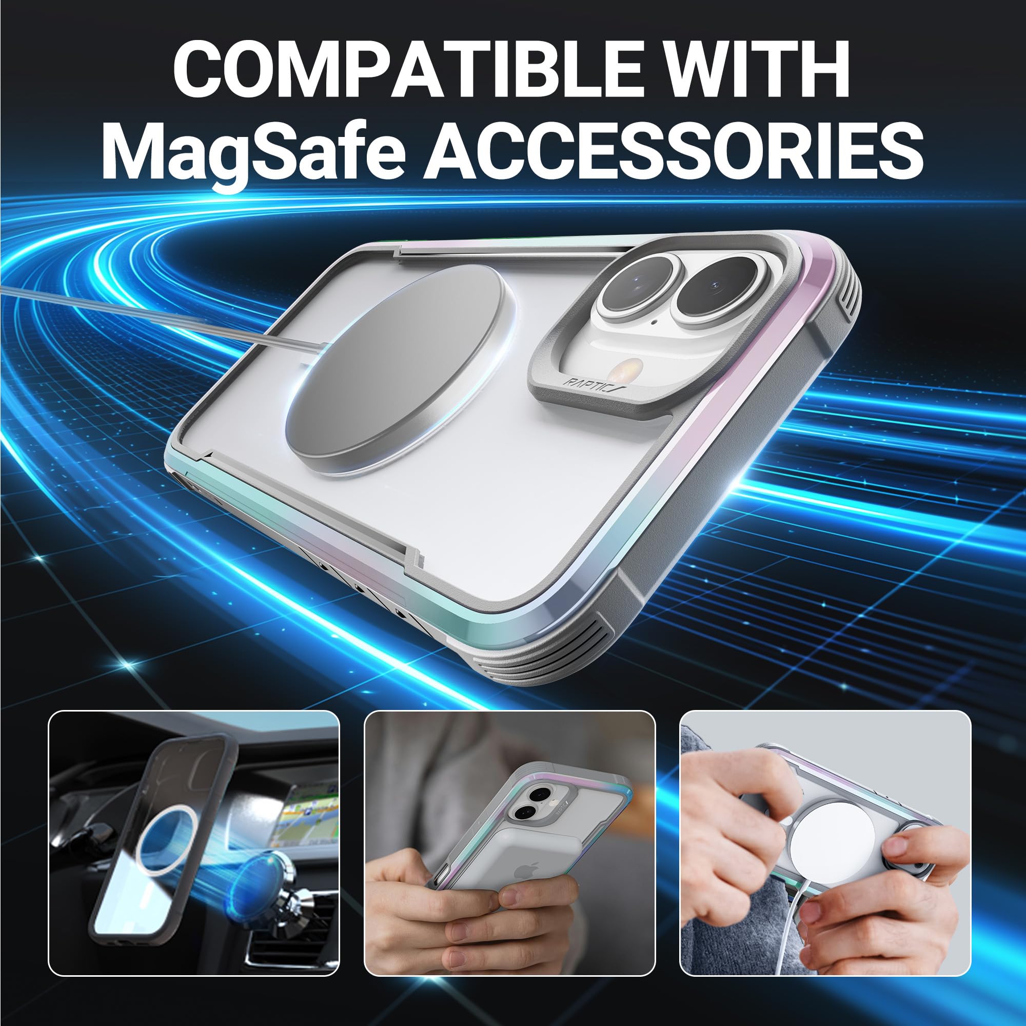 Raptic Shield 2.0 For Iphone 16 Case, [For 2024 Capture Button Shockproof Protective Clear Case], Military Grade 13Ft Drop Teste