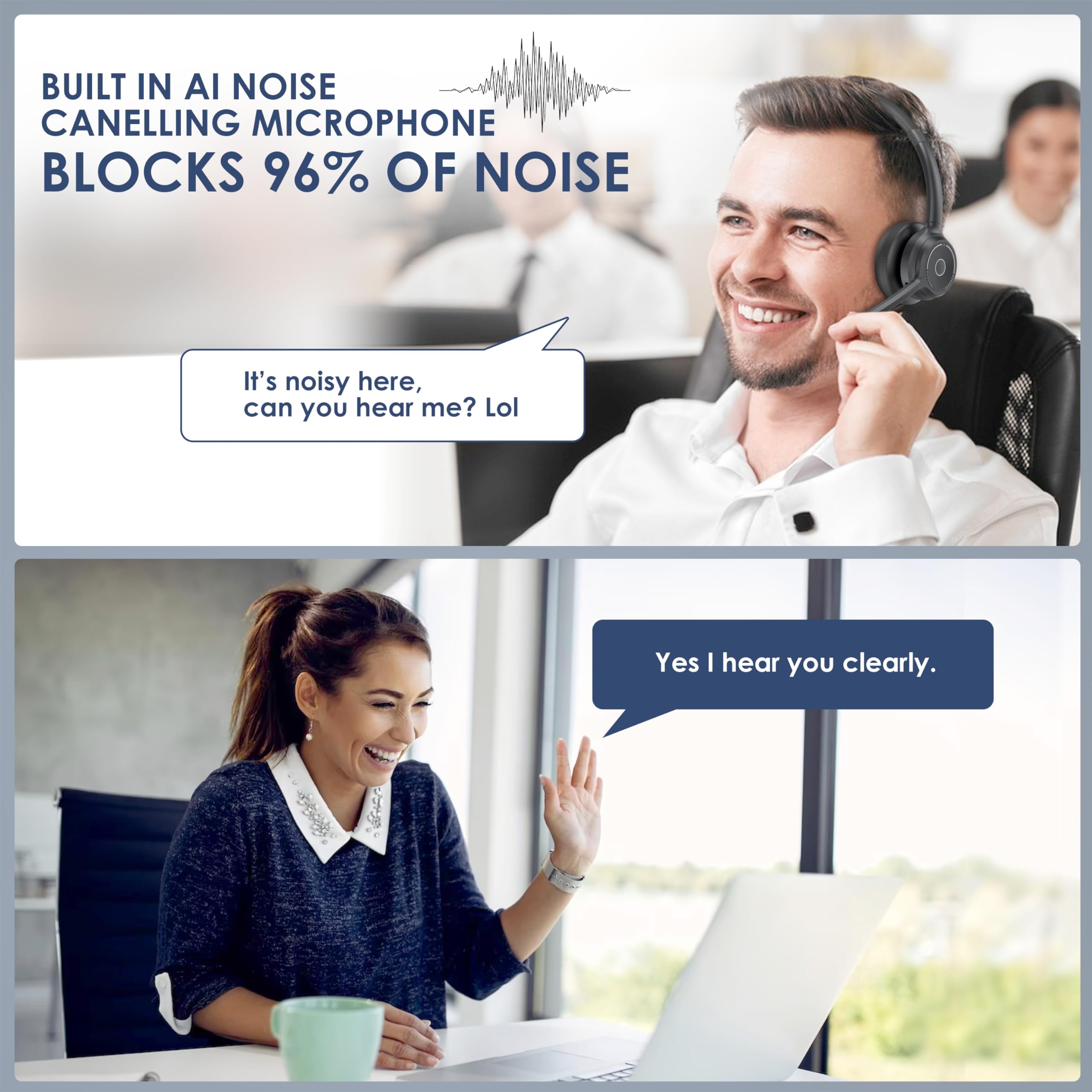 Gixxted Bluetooth Headset, Wireless Headset With Noise Cancelling Microphone For Work, On Ear Headphones With Usb Dongle And Mut