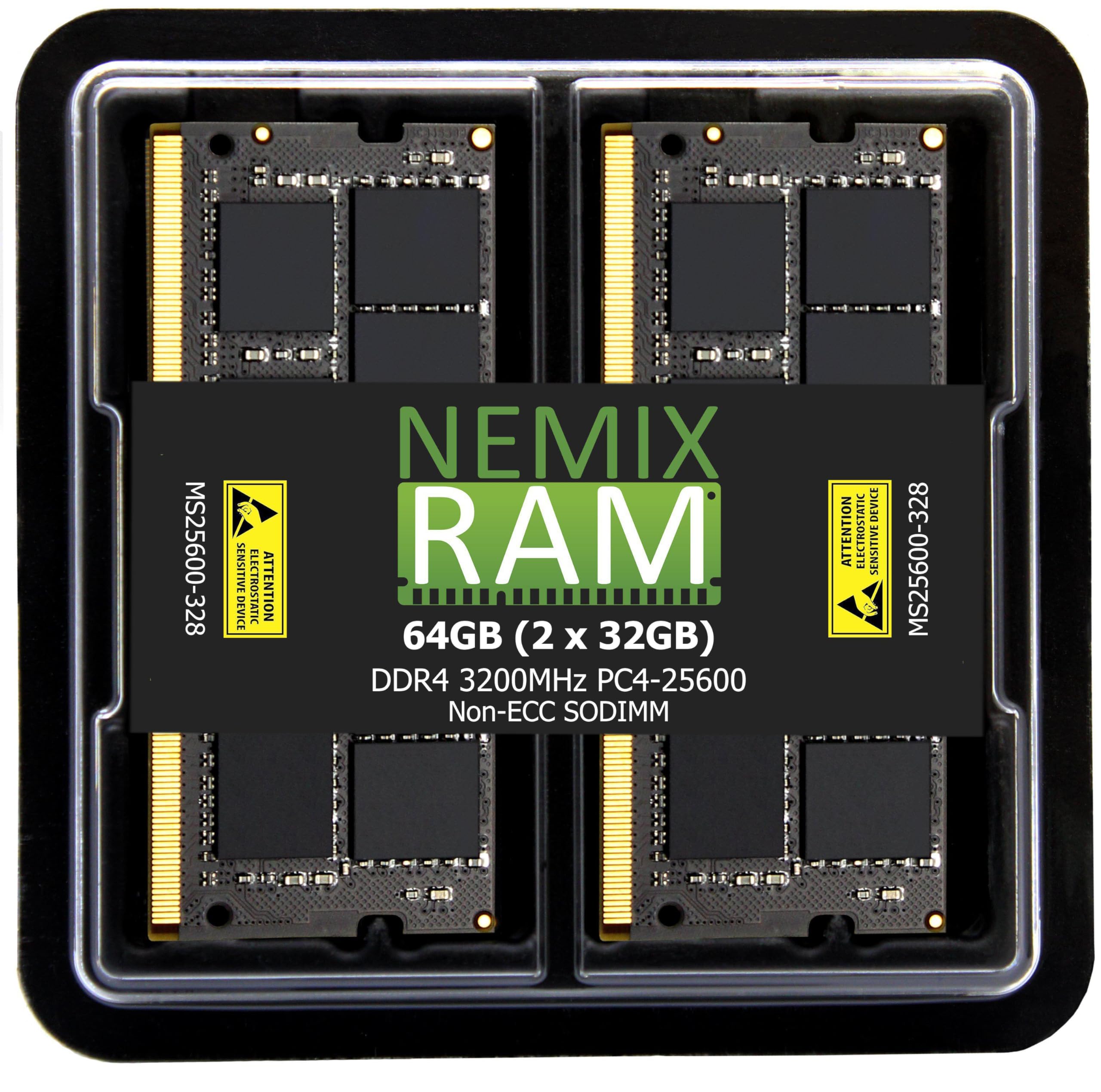 Nemix Ram 64Gb (2X32Gb) Ddr4 3200Mhz Pc4 25600 2Rx8 1.2V Cl22 260 Pin Non Ecc Unbuffered Sodimm Laptop Pc Memory Kit Compatible With Dell Latitude 5430 Laptop