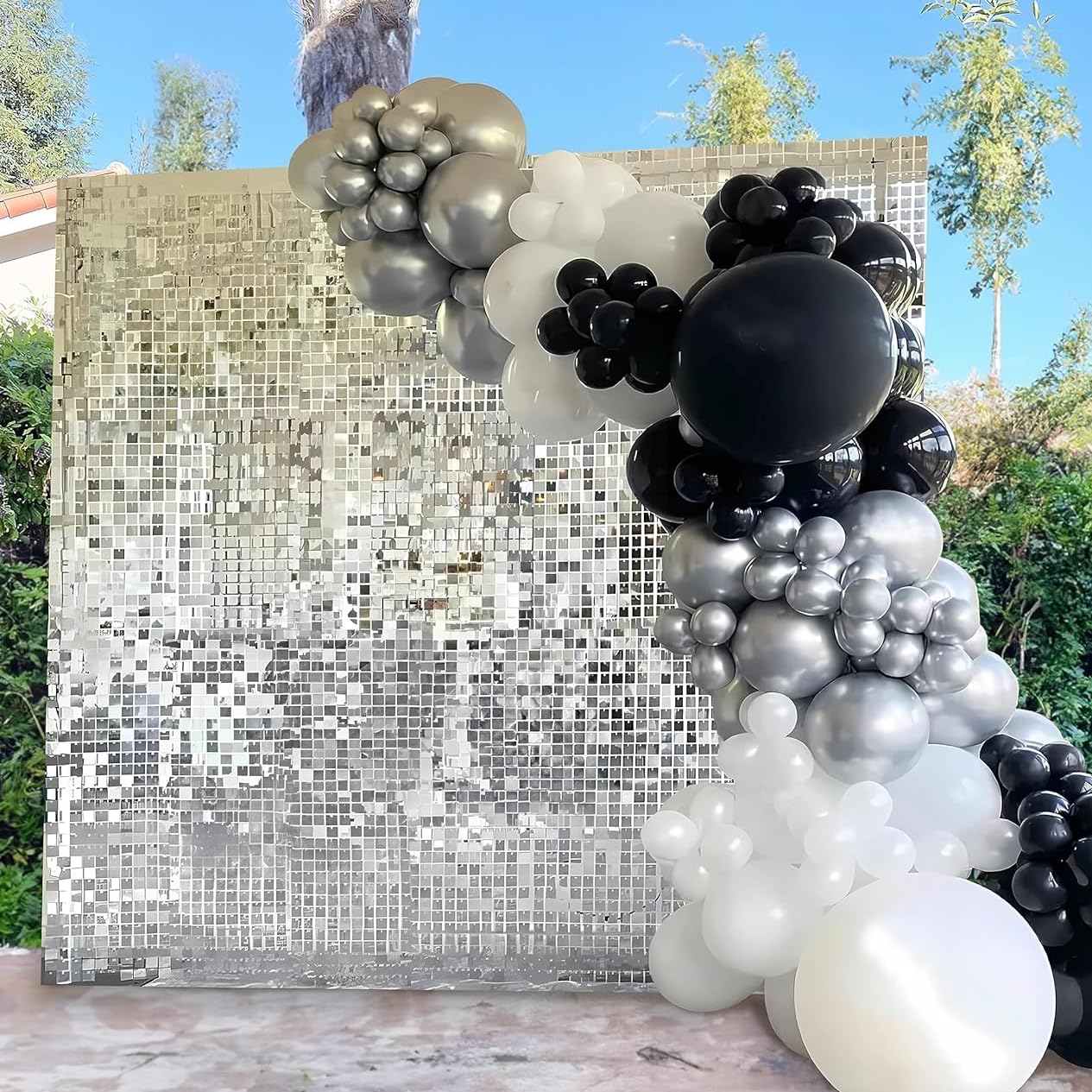 Silver Shimmer Wall Panel Backdrop   Sequin Panels Backdrops 18 Panels Birthday Decoration Walls For Bridal Shower Wedding