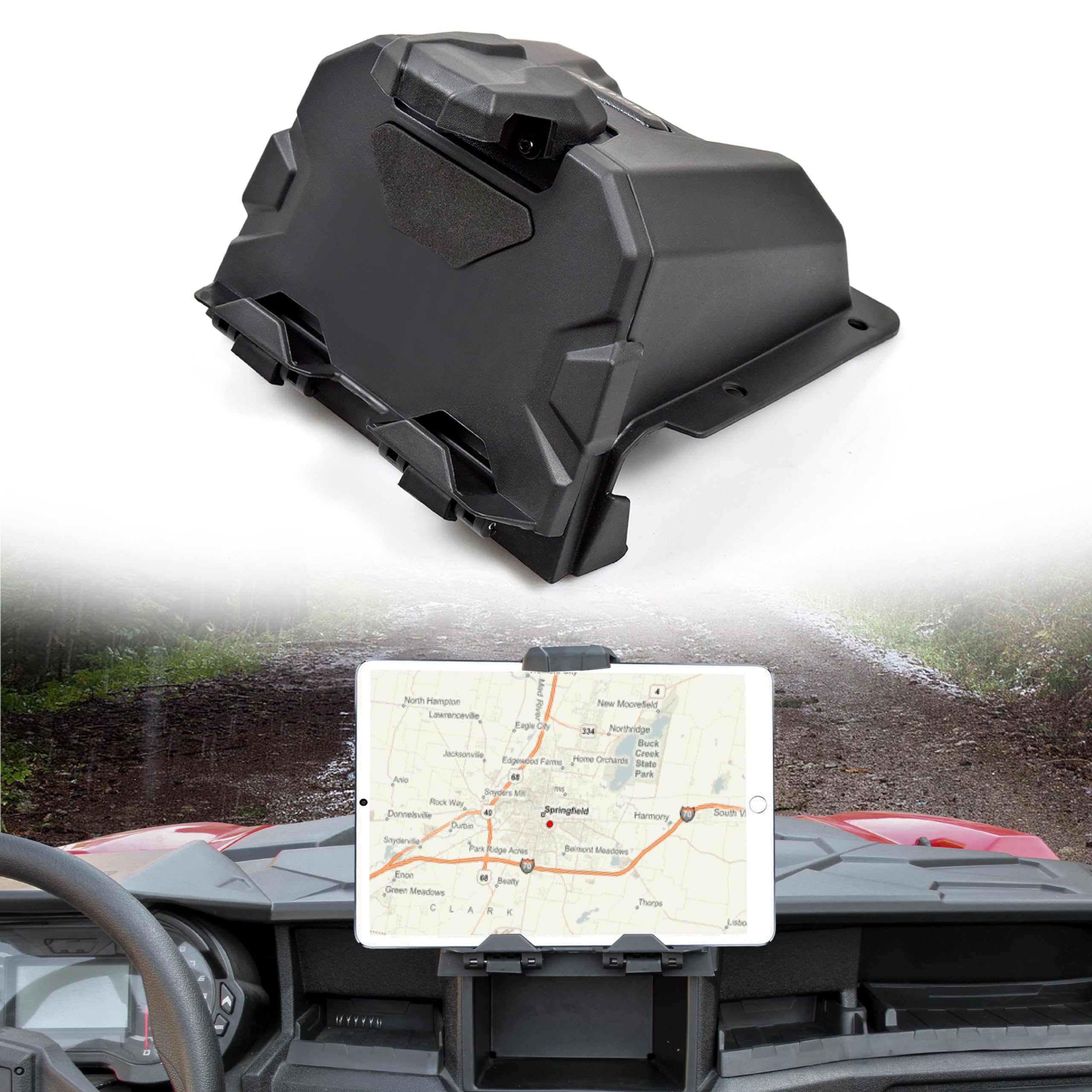 Utvsxpert Electric Device Tablet Holder For Polaris General 1000 16-23, Gps Phone Mount Storage Box Tablet Organizer Tray For Po