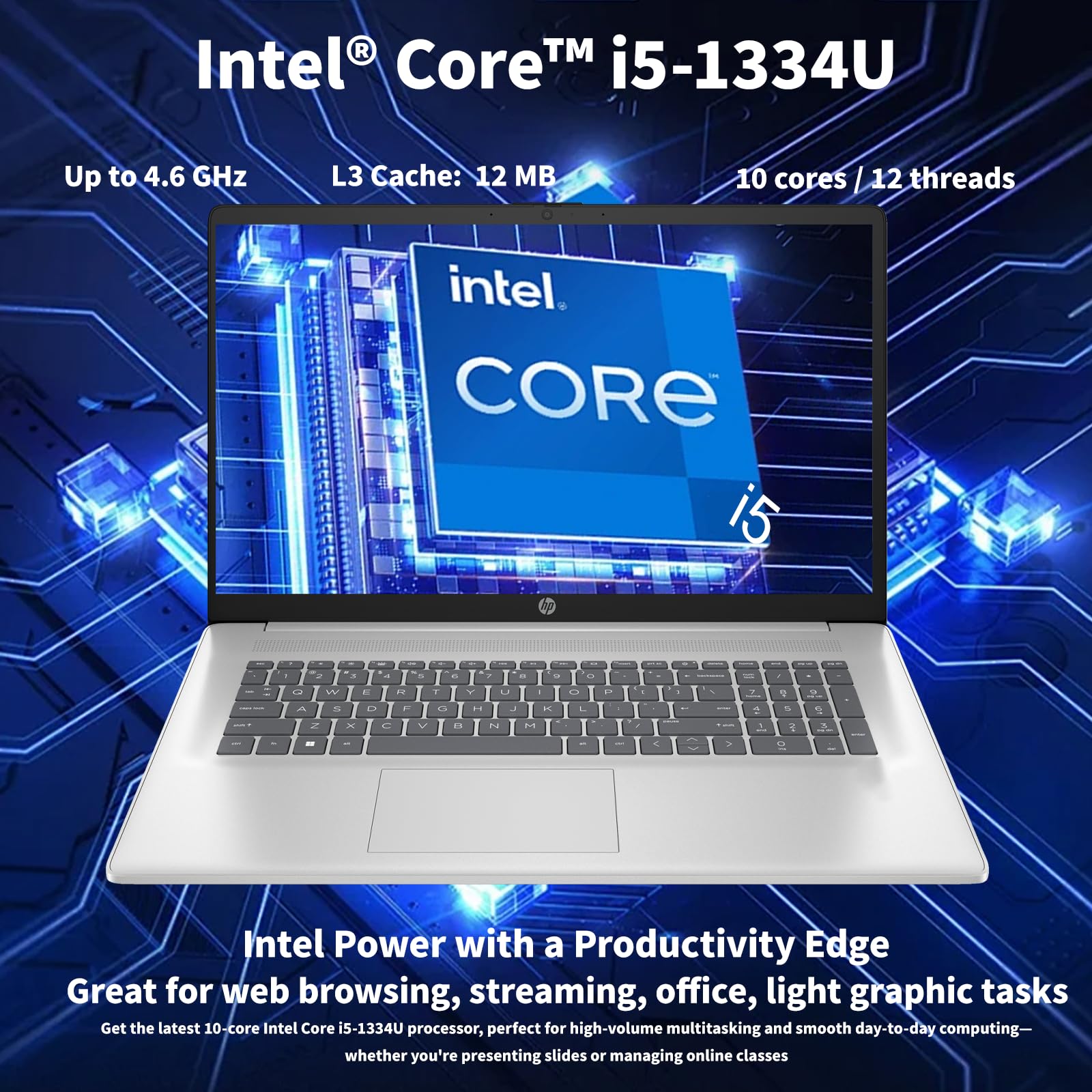 Hp 17 Business Laptop - 17.3 Hd+ Display, Intel 10-Core I5-1334U Cpu, Intel Graphics, 32 Gb Ram, 1 Tb Ssd, Wi-Fi 6, Numeric Pad,