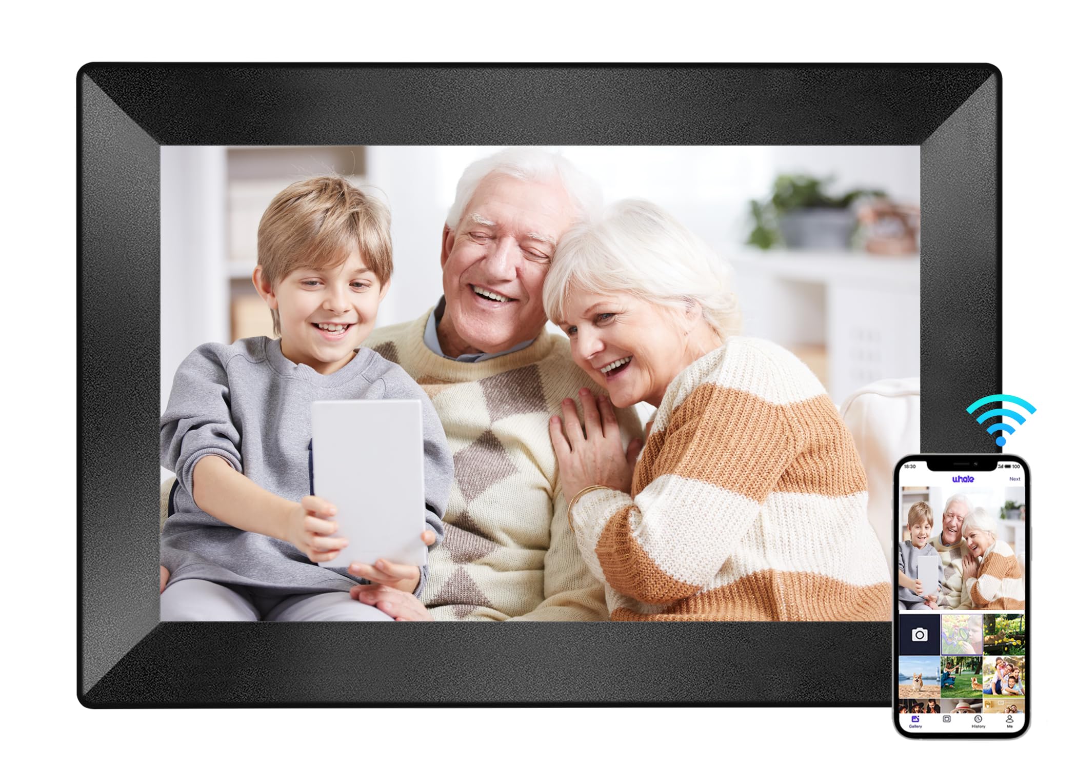 Uhale Slideshow Digital Picture Frame 10.1 Inch Wifi Touch Screen Digital Photo Frame, Ips Hd Display Digital Frame,16Gb Storage