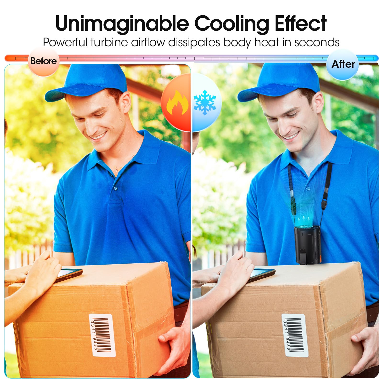 2024 Ai Portable Fan Rechargeable, 4 Speeds 6600Rpm Strong Airflow, Personal Waist Fan With Up To 25H Of Working Time, Hands Fre