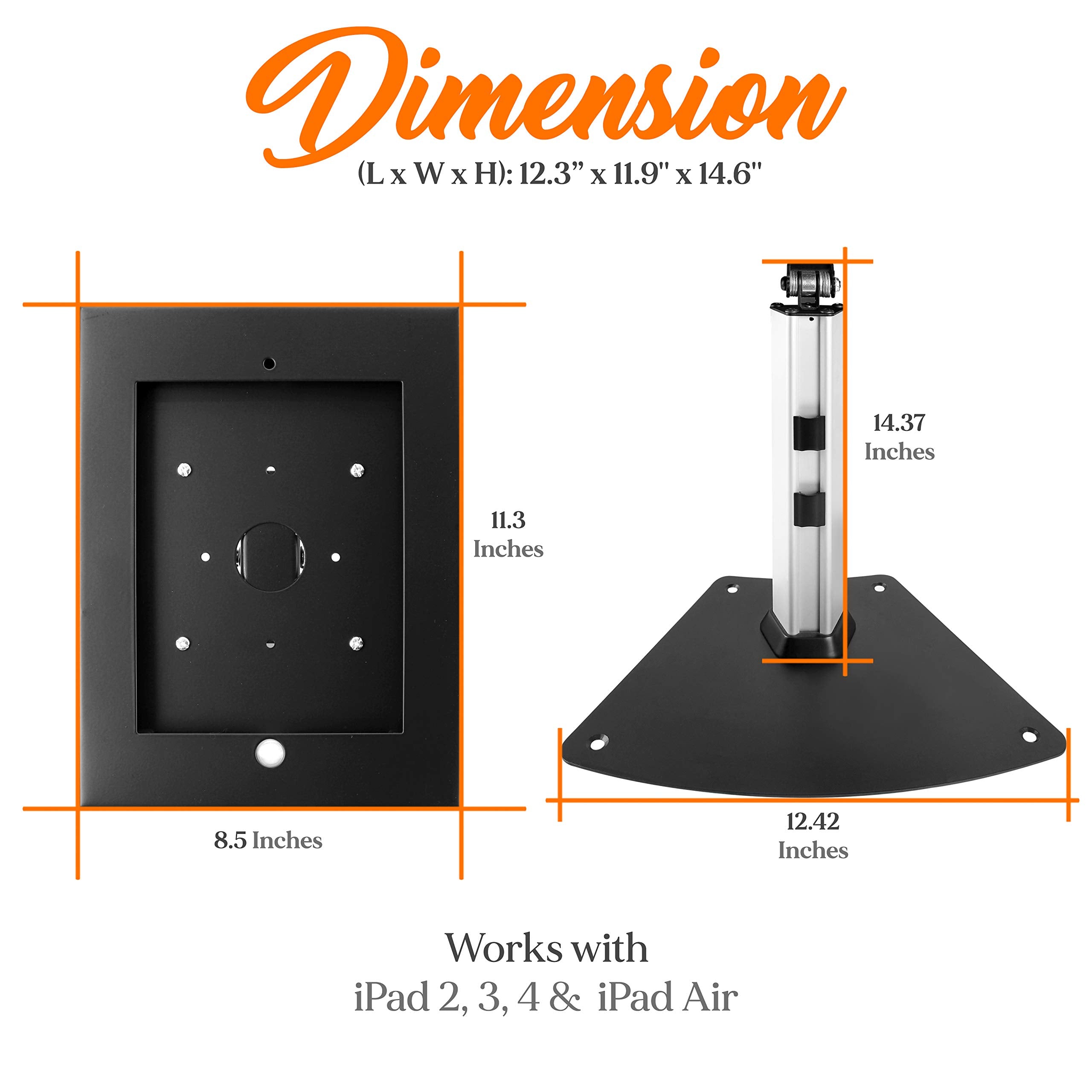Pyle Anti Theft Tablet Security Stand Kiosk   Aluminum Metal Countertop Desktop Desk Table Mount Tablet Case Holder W/ 14 Inch P