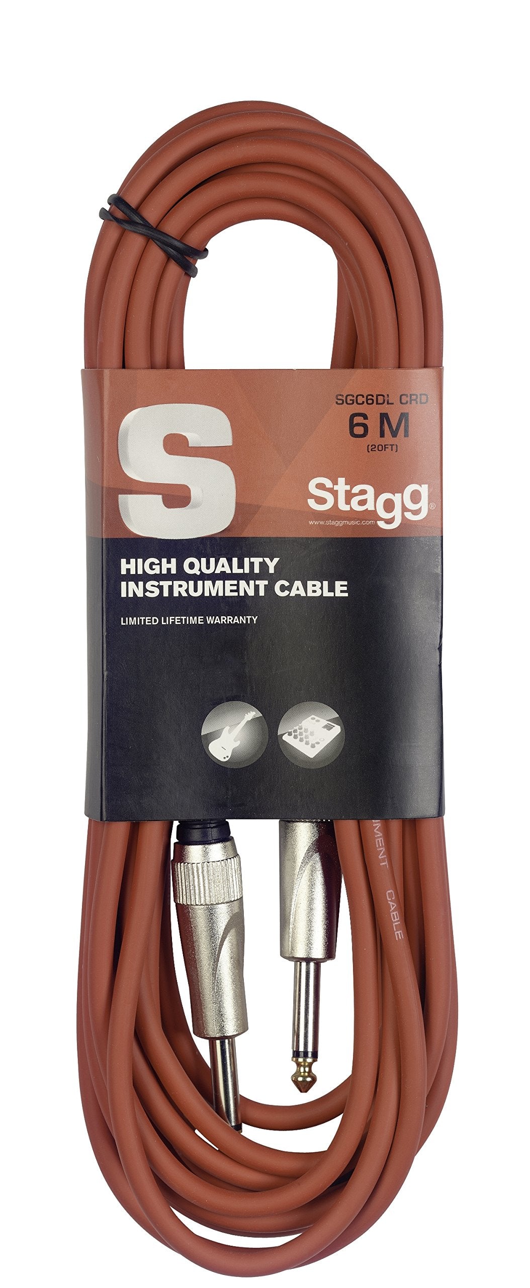 Stagg SGC6DL CRD S-Series Deluxe 20 Foot Instrument Cable, Red