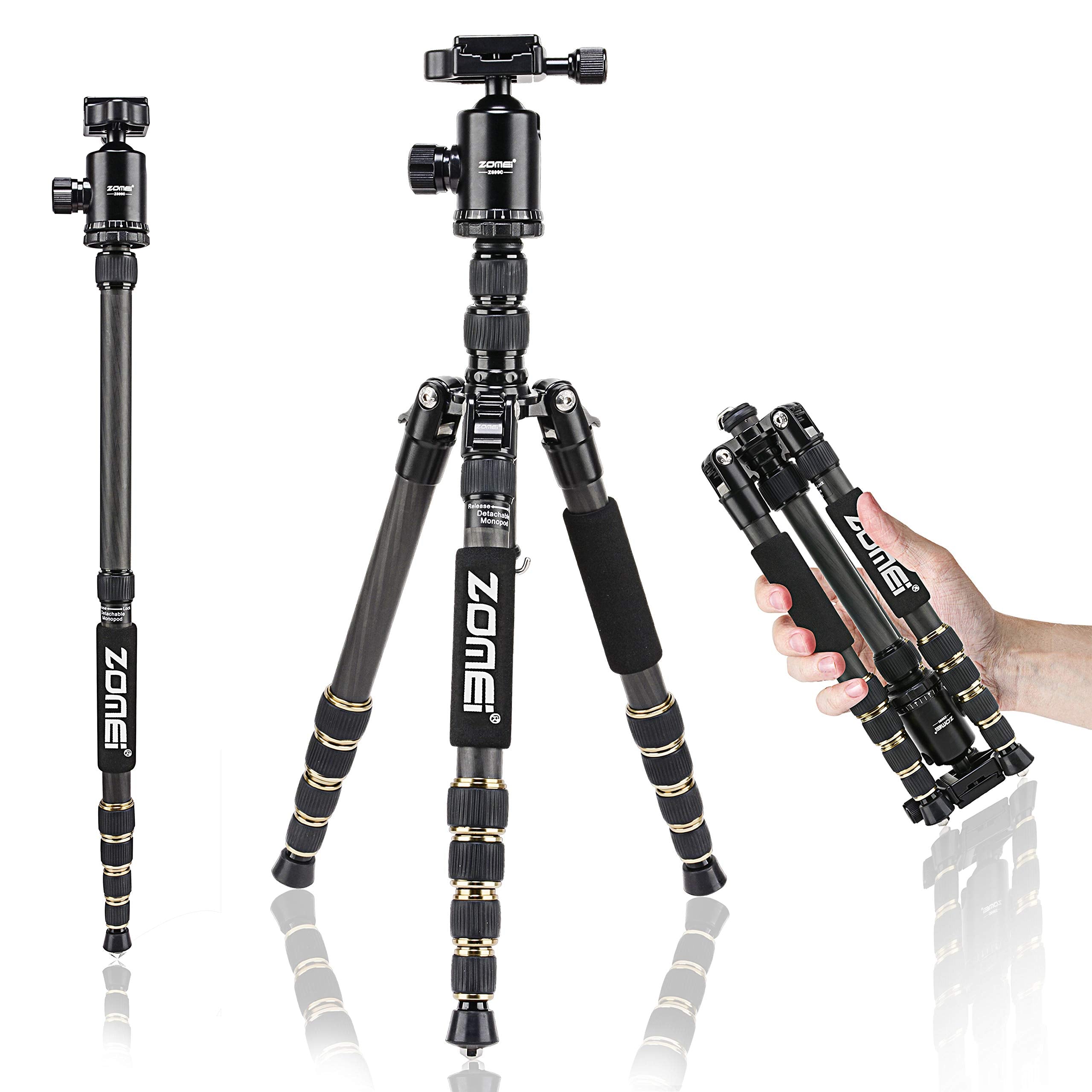 ZOMEI Z669C Carbon Fiber Portable Tripod with Ball Head Compact Travel for Canon,Sony, Nikon, Samsung, Panasonic, Olympus, Kodak