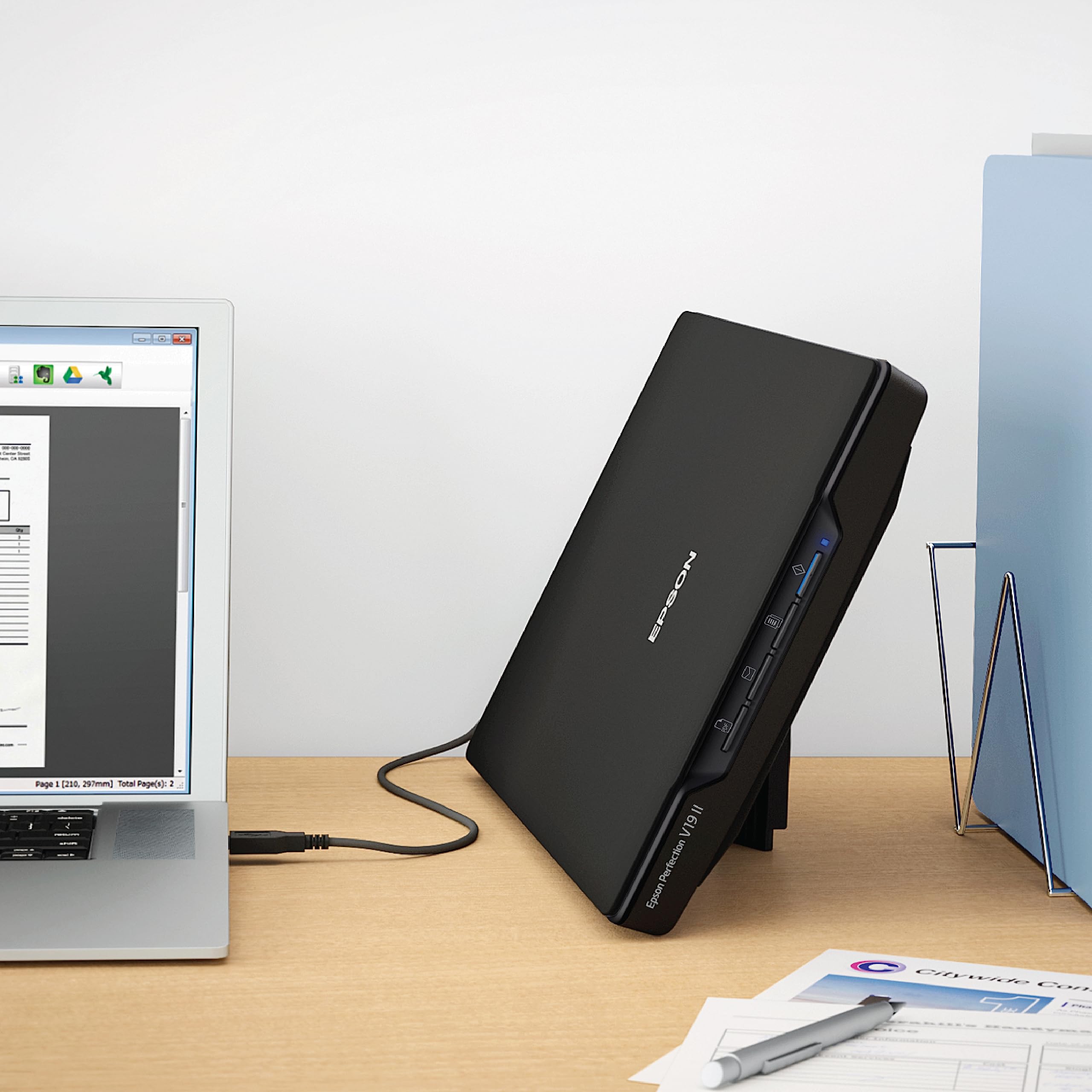 Epson Perfection V19 Ii Color Photo And Document Flatbed Scanner With 4800 Dpi Optical Resolution, Usb Power And High Rise, Remo