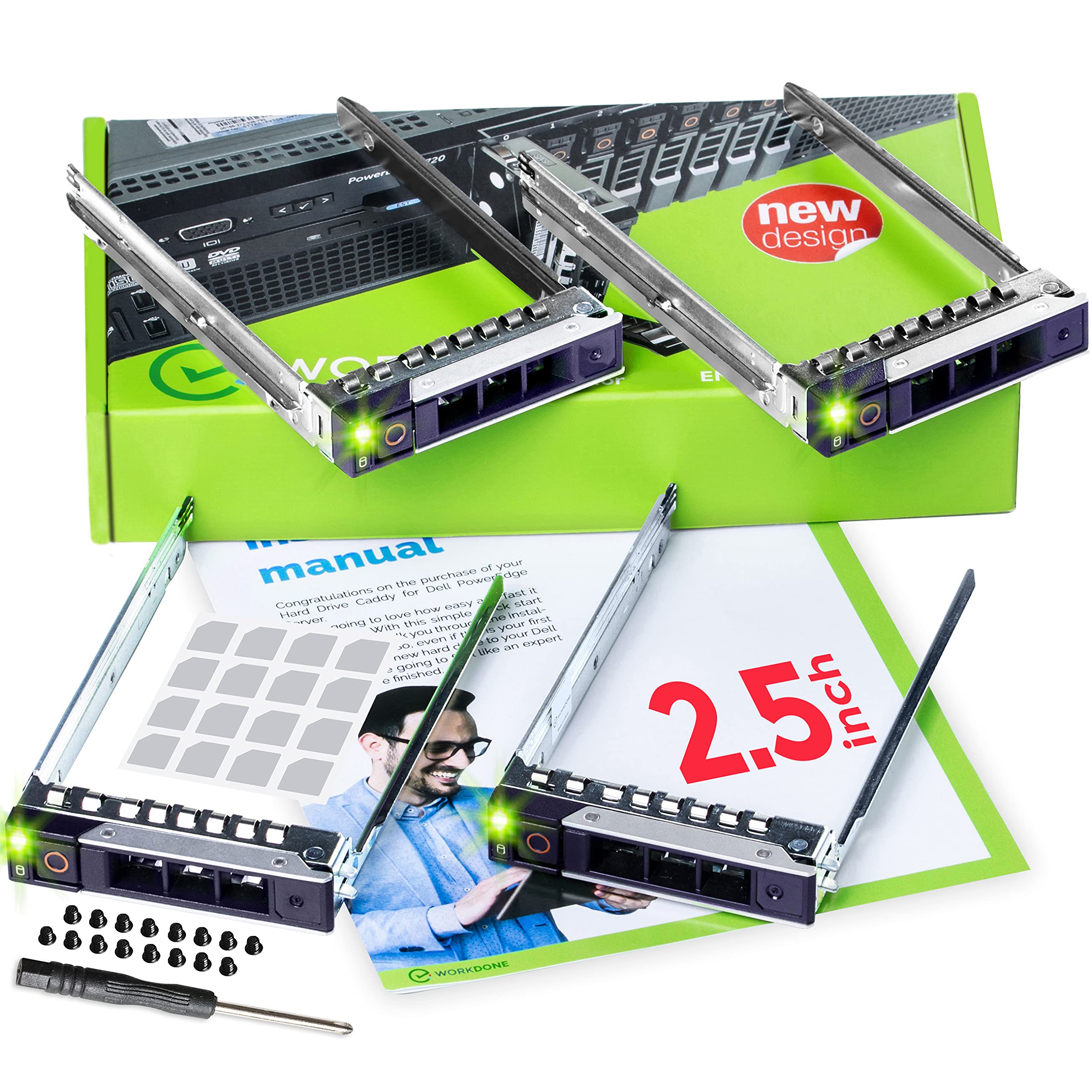 Workdone 4 Pack   2.5'' Hard Drive Caddy   Compatible For Dell Poweredge Servers   14Th Gen R440 R640 R740 R740Xd R840 R940 R641