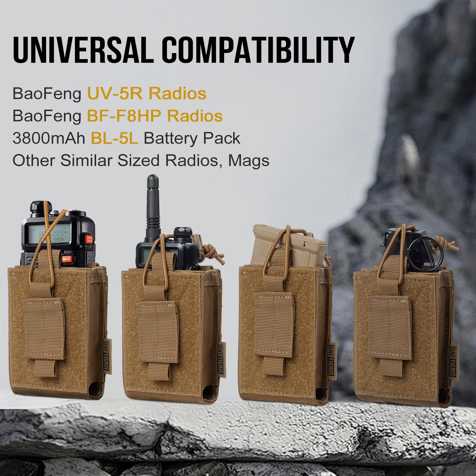 Onetigris Radio Holster For Baofeng Uv 5R Bf F8Hp Nylon Molle Pouch For Walkie Talkie