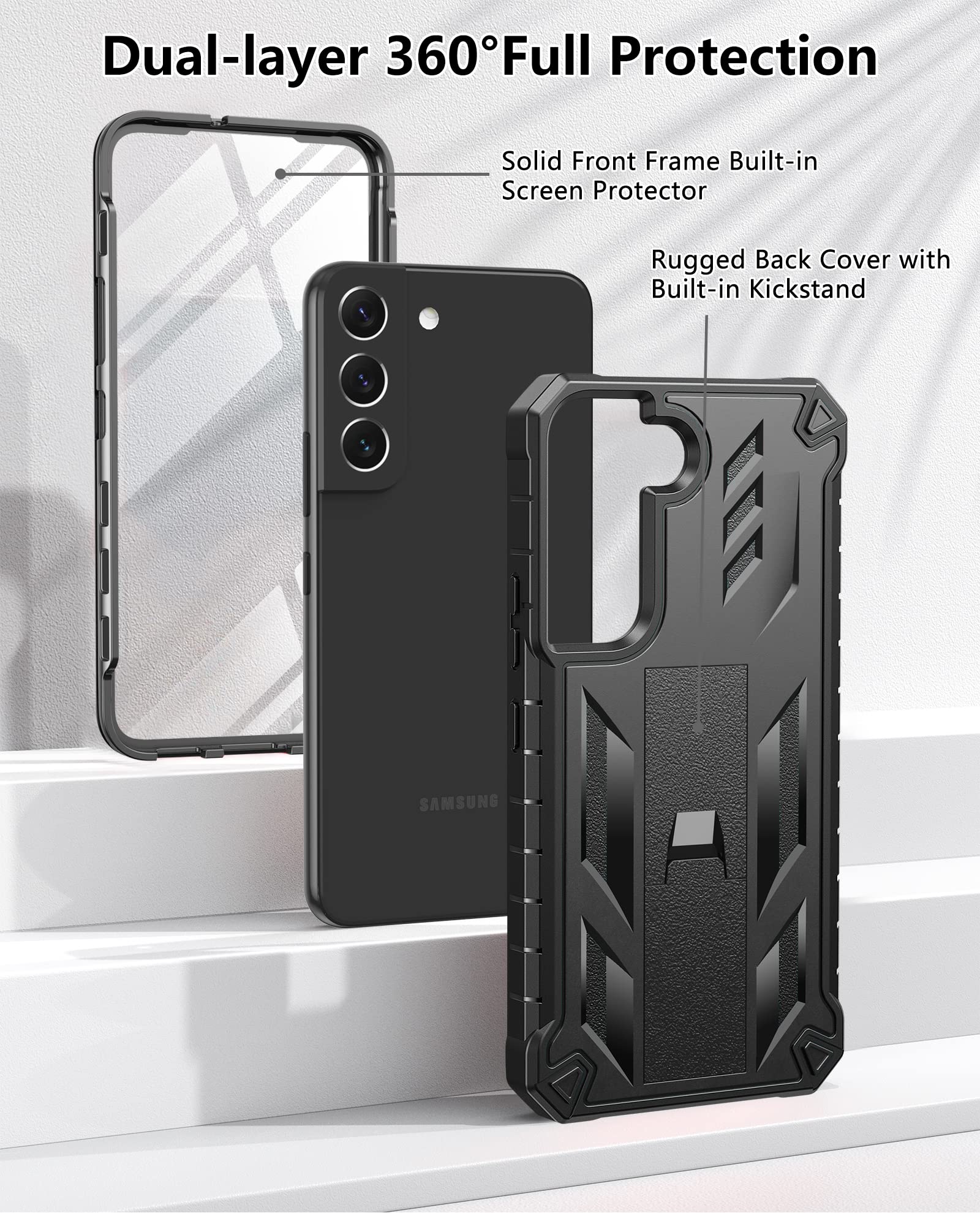 Soios For Samsung Galaxy S22 Protective Case: Military Grade Drop Proof Protection Mobile Phone Cover With Kickstand | Rugged Sh
