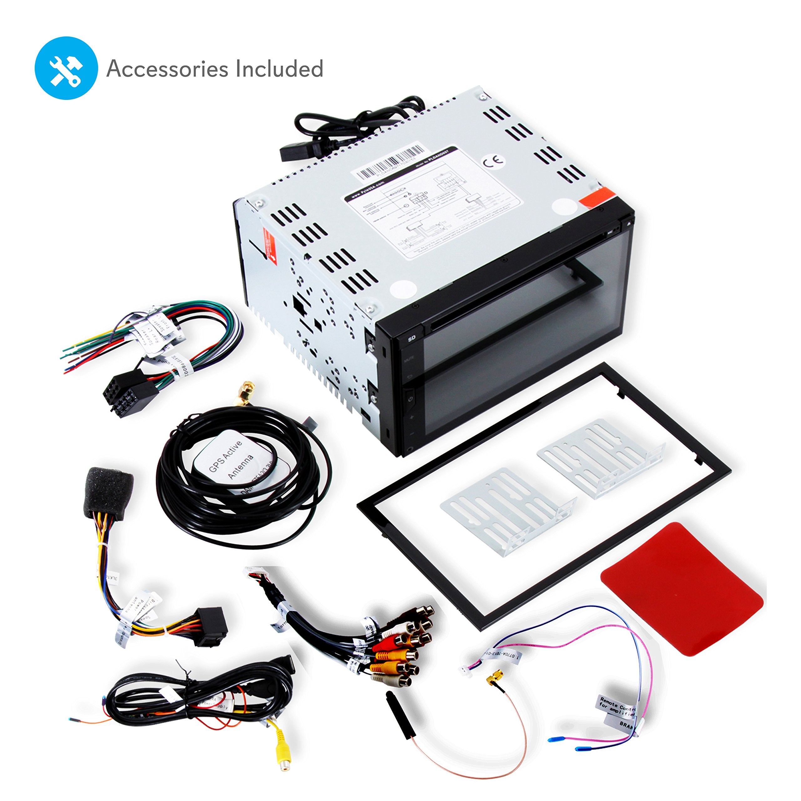 Pyle Car Stereo Receiver System   Hi Res 6.8'' Digital Display, Double Din Android Touch Screen Monitor With Backup Cam, Usb, Bl