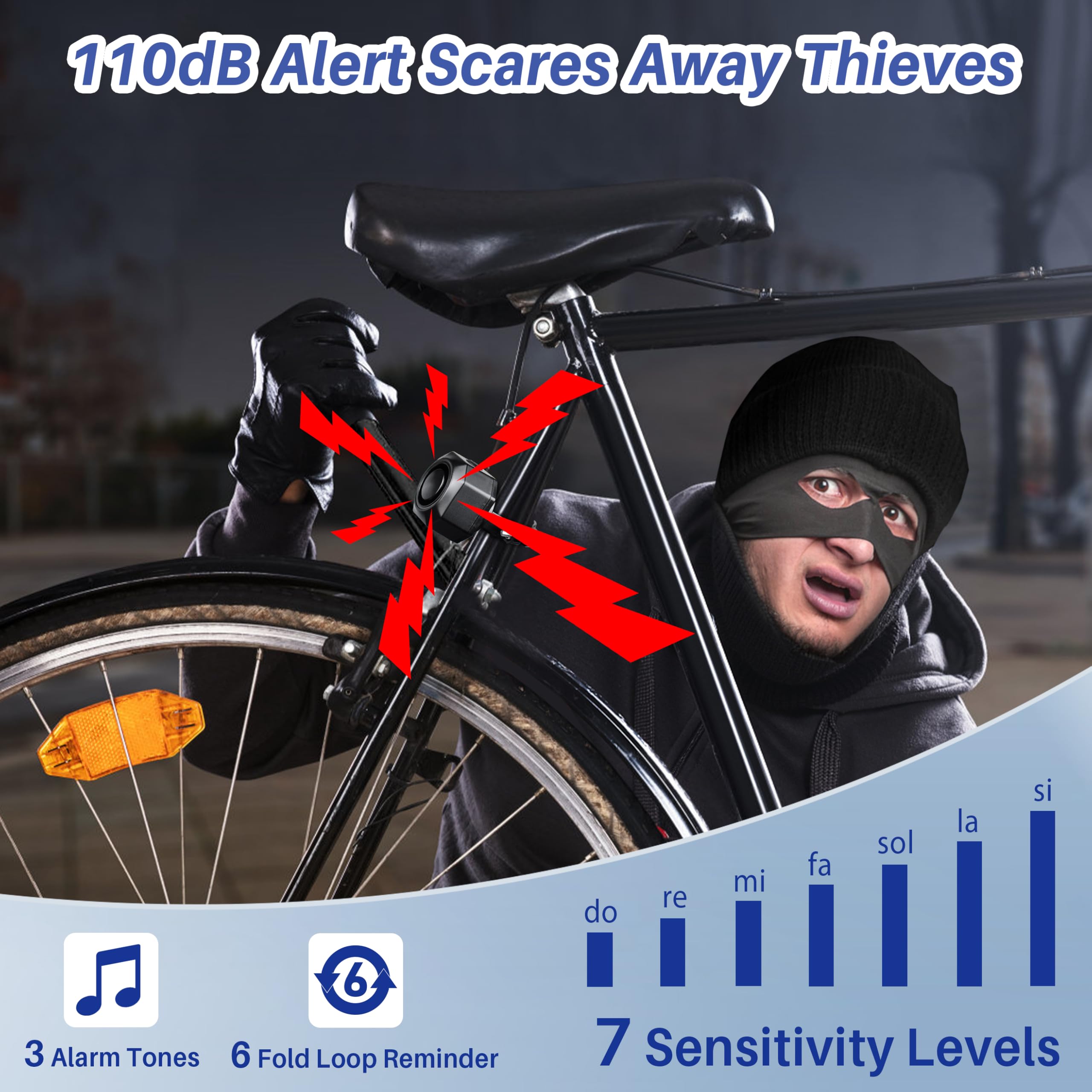 Bike Alarm Usb Rechargeable With Mount, Motorcycle Alarm With Remote Motion,Wireless Bicycle Anti Theft System,Waterproof Vibrat