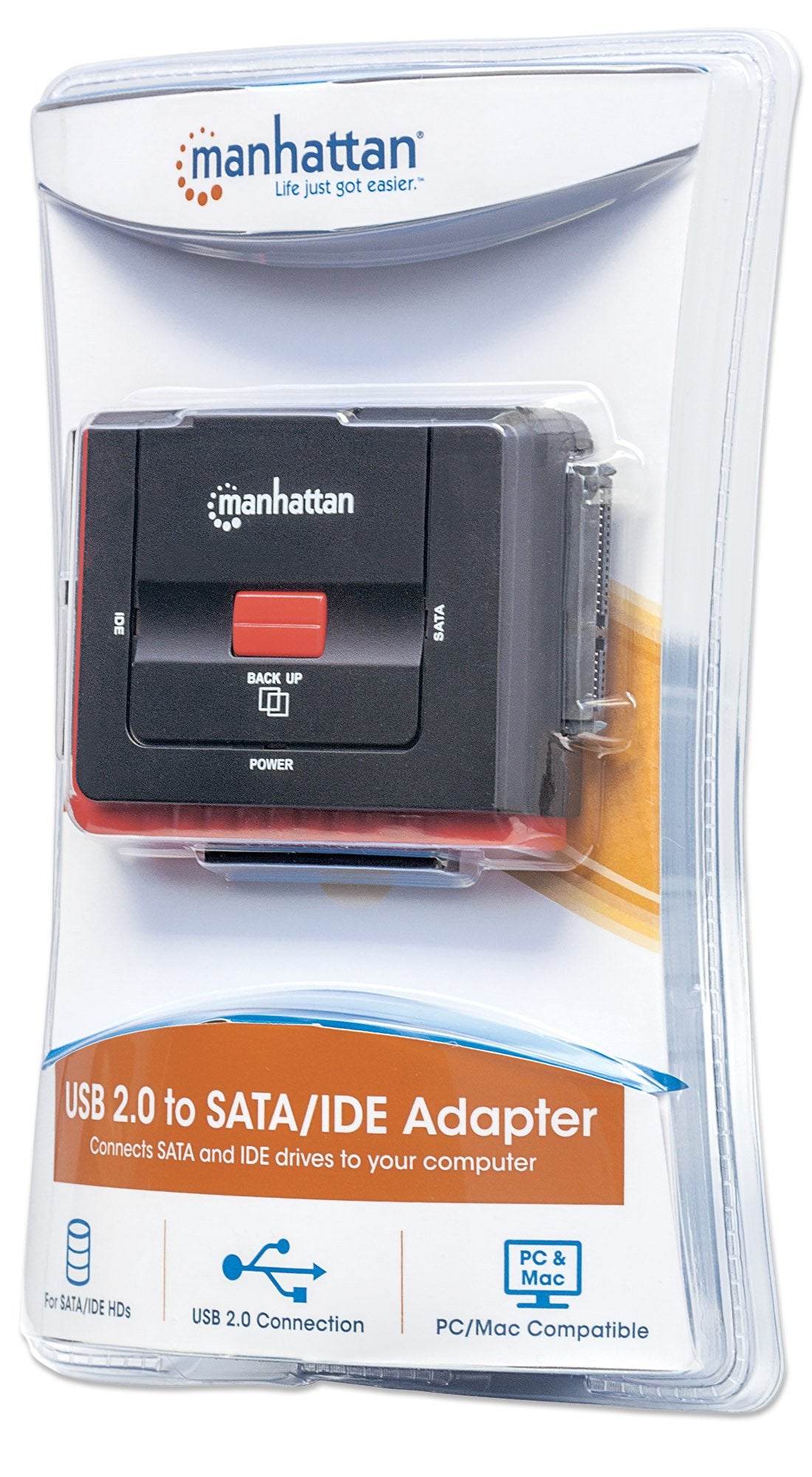 Manhattan Sata / Ide To Usb 2.0 Hard Drive Adapter Cable   With One Touch Storage Backup     External Converter For Ssd / Hdd Da