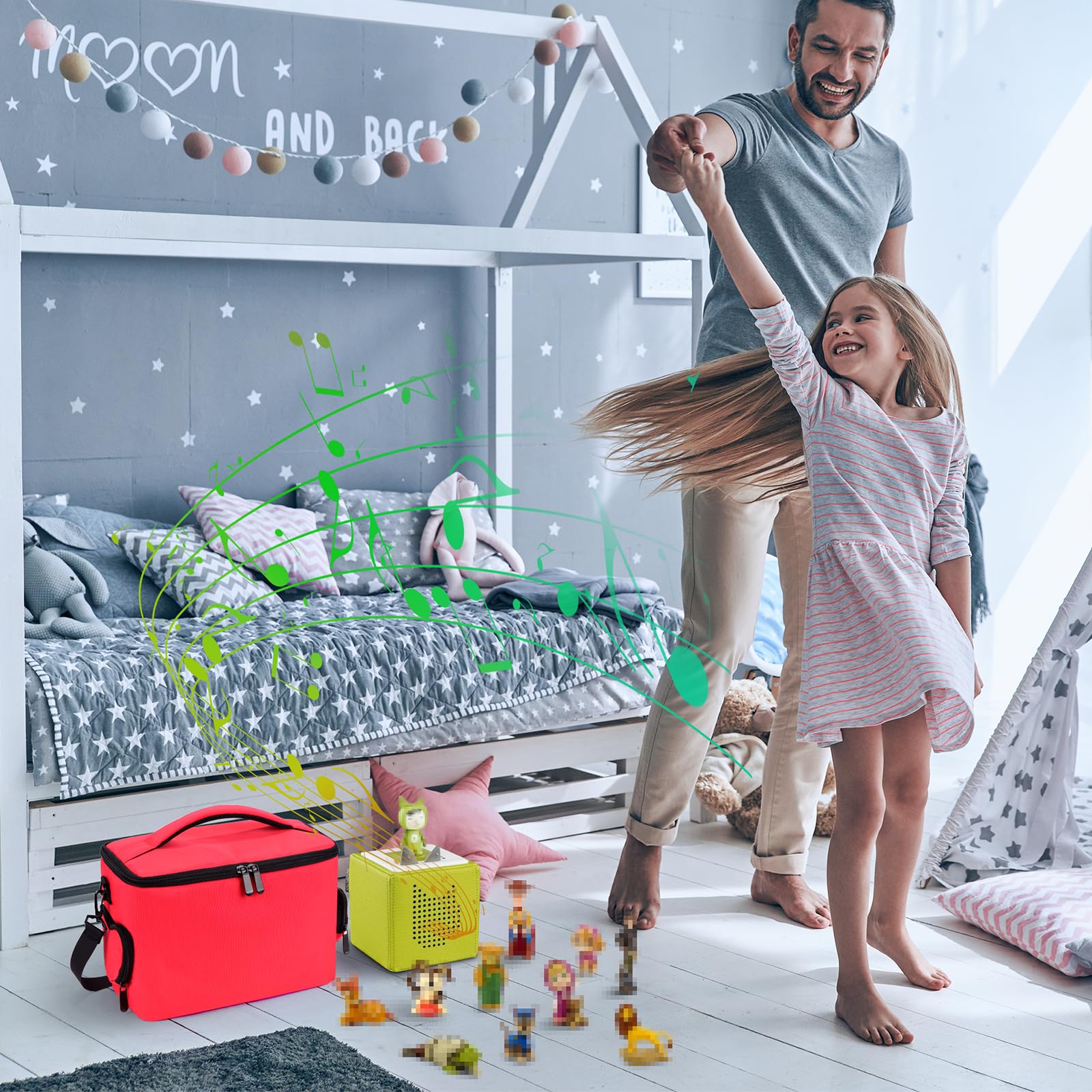 Bevegekos Carrying Case Bag For Toniebox Starter Set, Tonies Figures, Charging Station & Headphones (Red, Medium), Yxb010