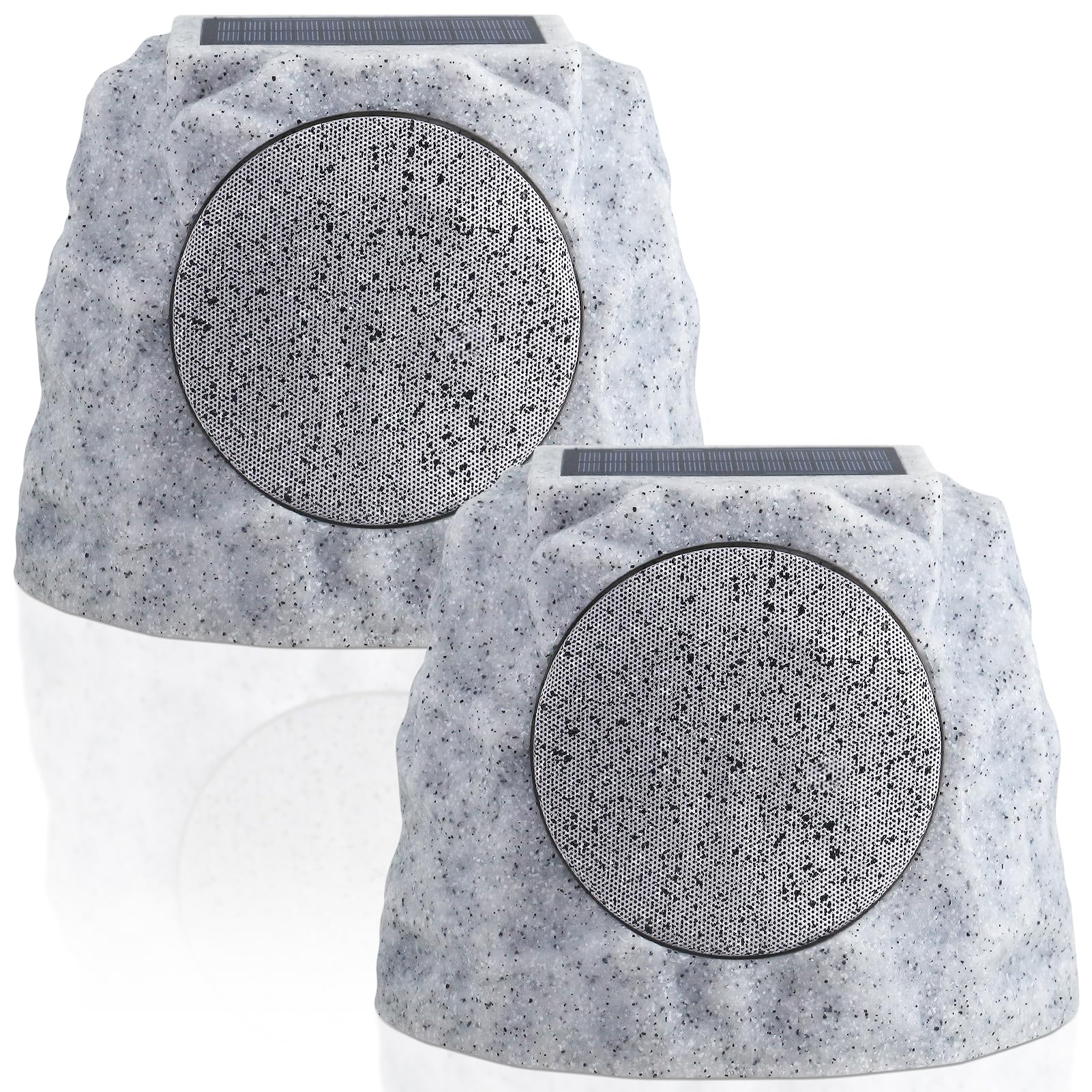 NiceBuy Solar Rock Speakers Outdoor Water-Resistant 2-Pack Solar Powered Rock Speaker with Lights RGB and TWS Pair for Patio Out