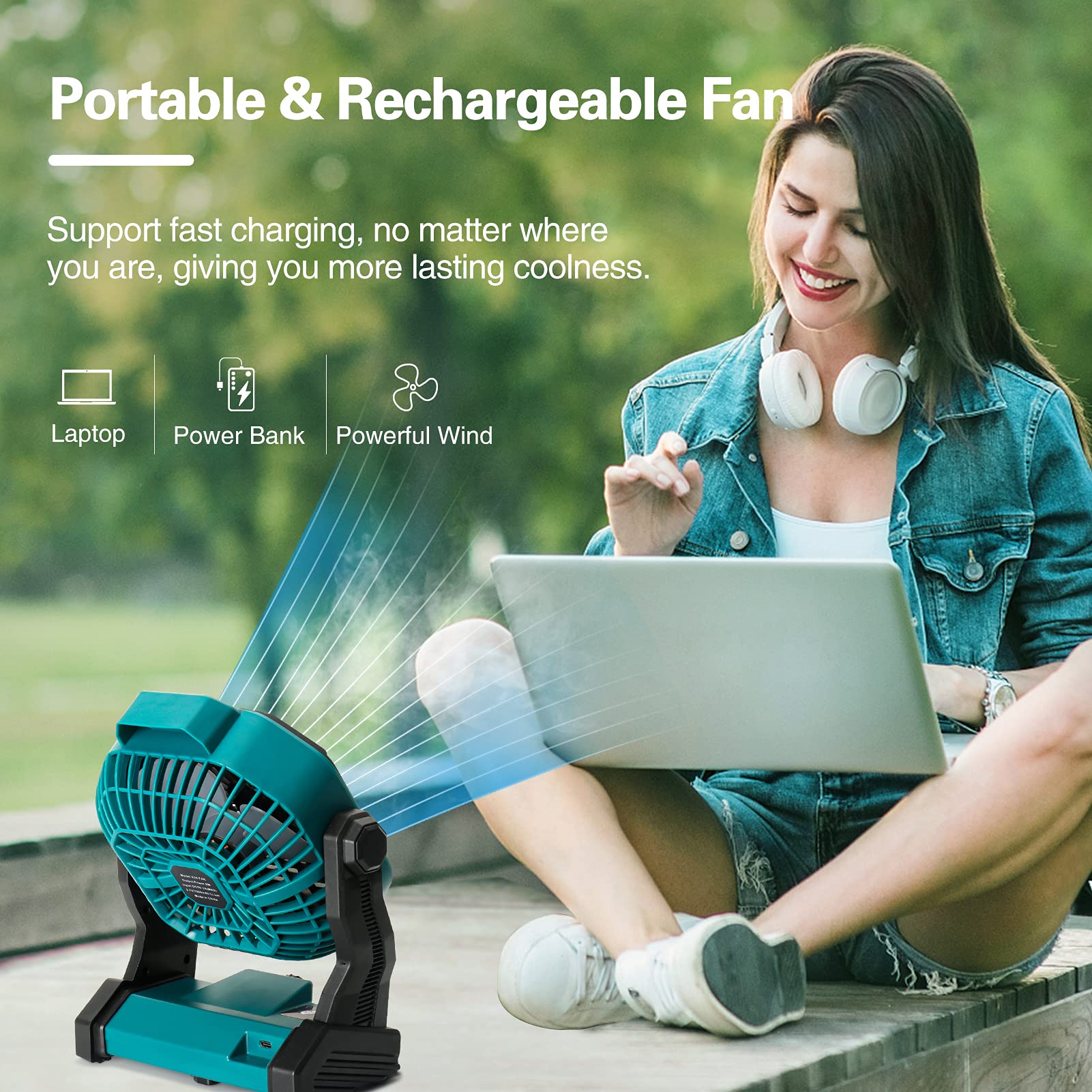 Conbola Portable Battery Operated Fan With Led Lantern, 10400Mah Outdoor Small Rechargeable Quiet Camping Fan, Personal Desk Fan