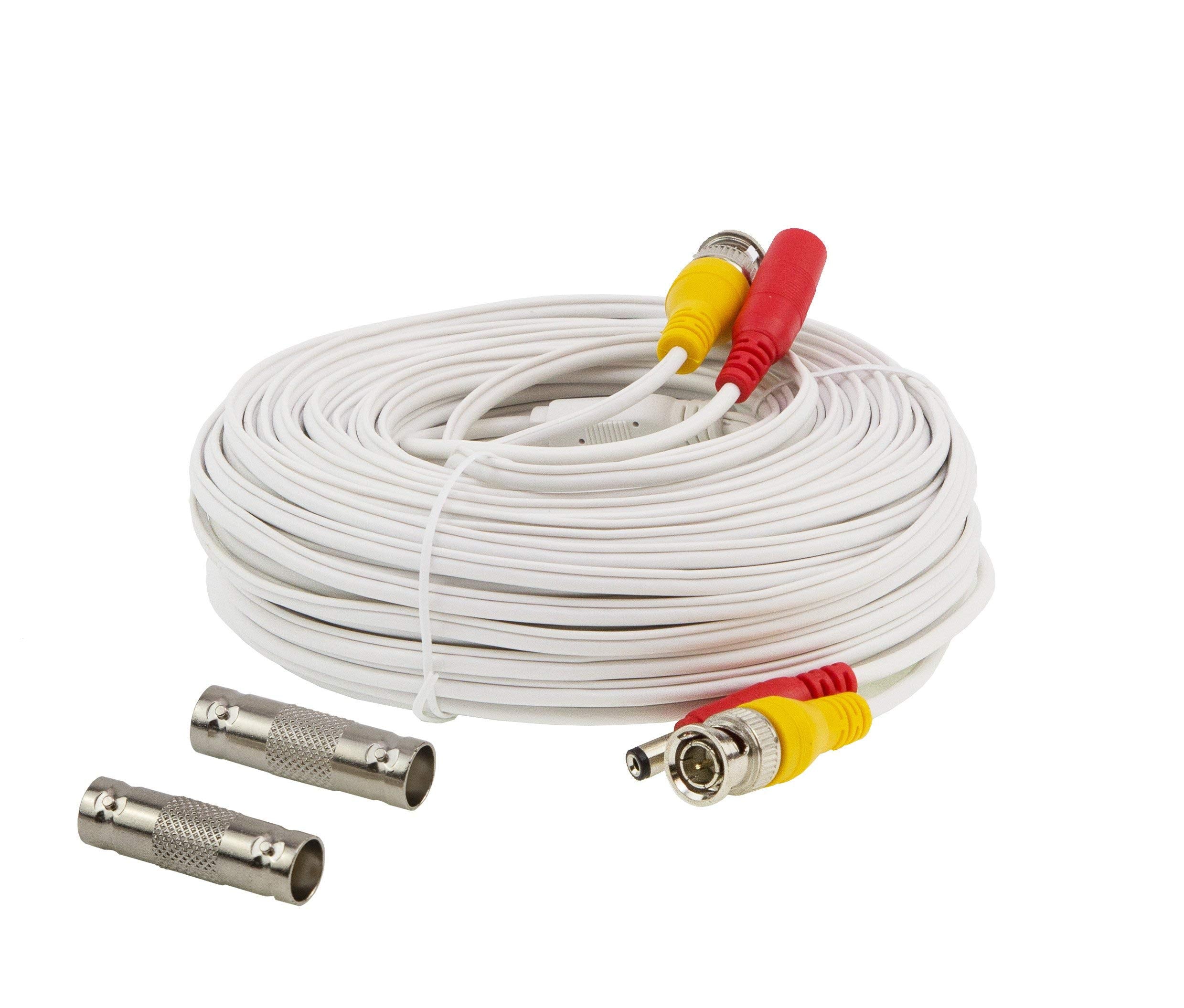 100Ft Pre Made All In One Bnc Video And Power Cable With Connector For Surveillance Cctv Security Camera Video System   White