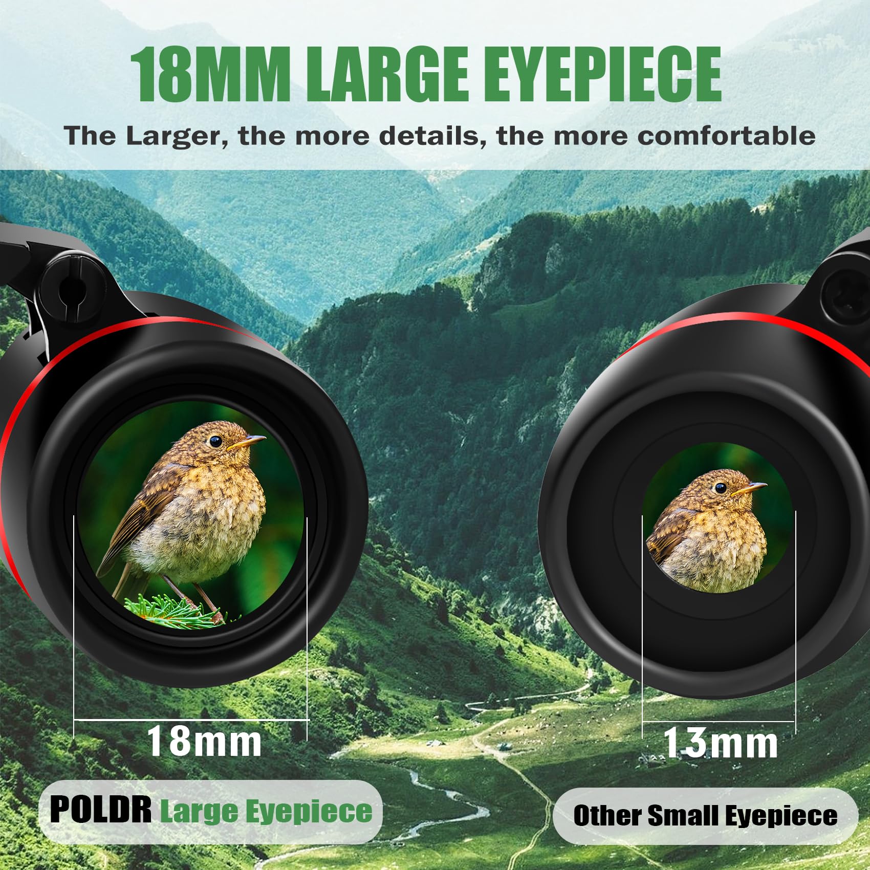 Poldr 12X30 Compact Binoculars With Large Eyepiece, Small Lightweight Binoculars For Adults Kids, Pocket Mini Binoculars For Bir