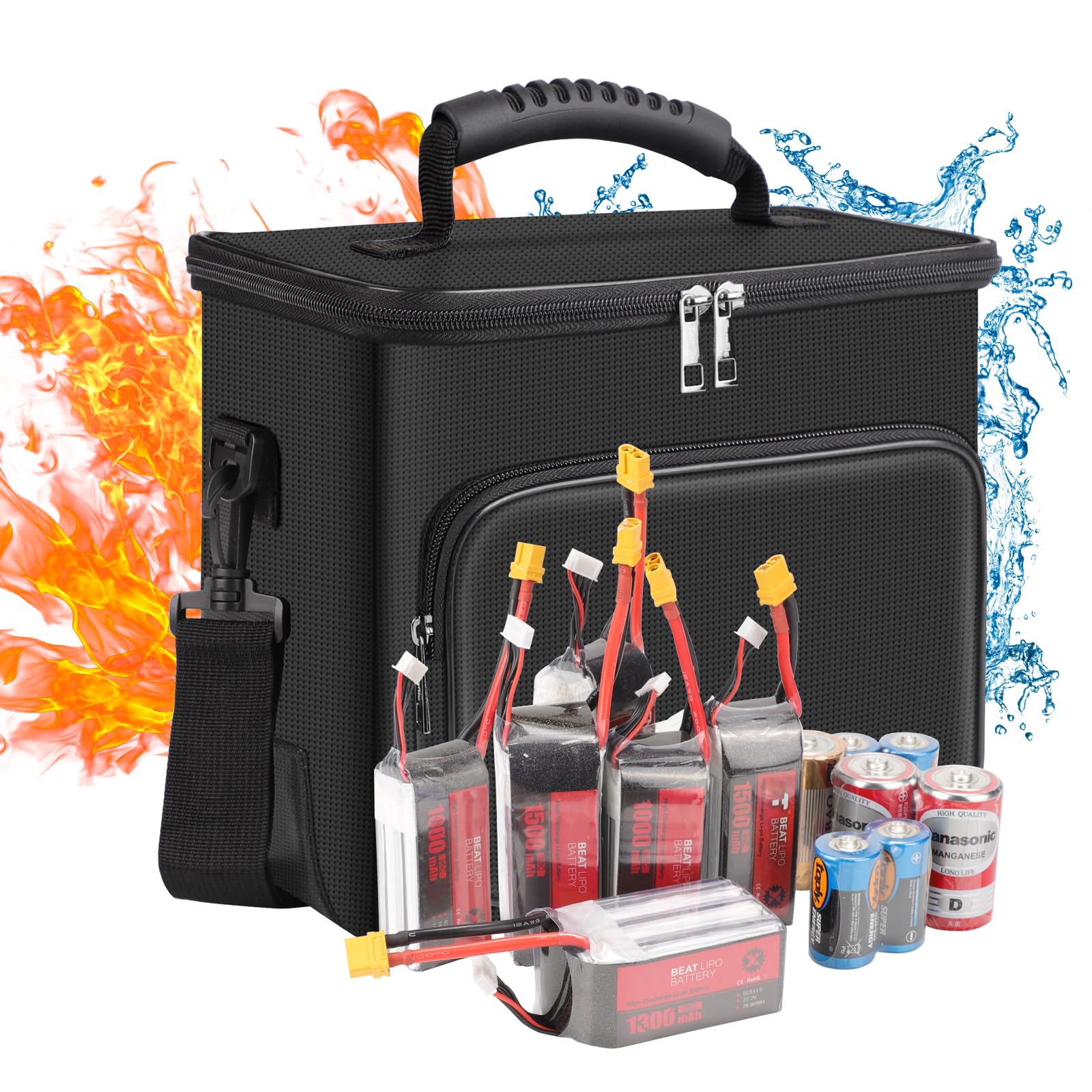 Tamfile Fireproof Lipo Battery Bag With 4200F Heat Insulated, Lipo Bag With Pockets,Explosionproof Lipo Safe Bag For Lipo Batter