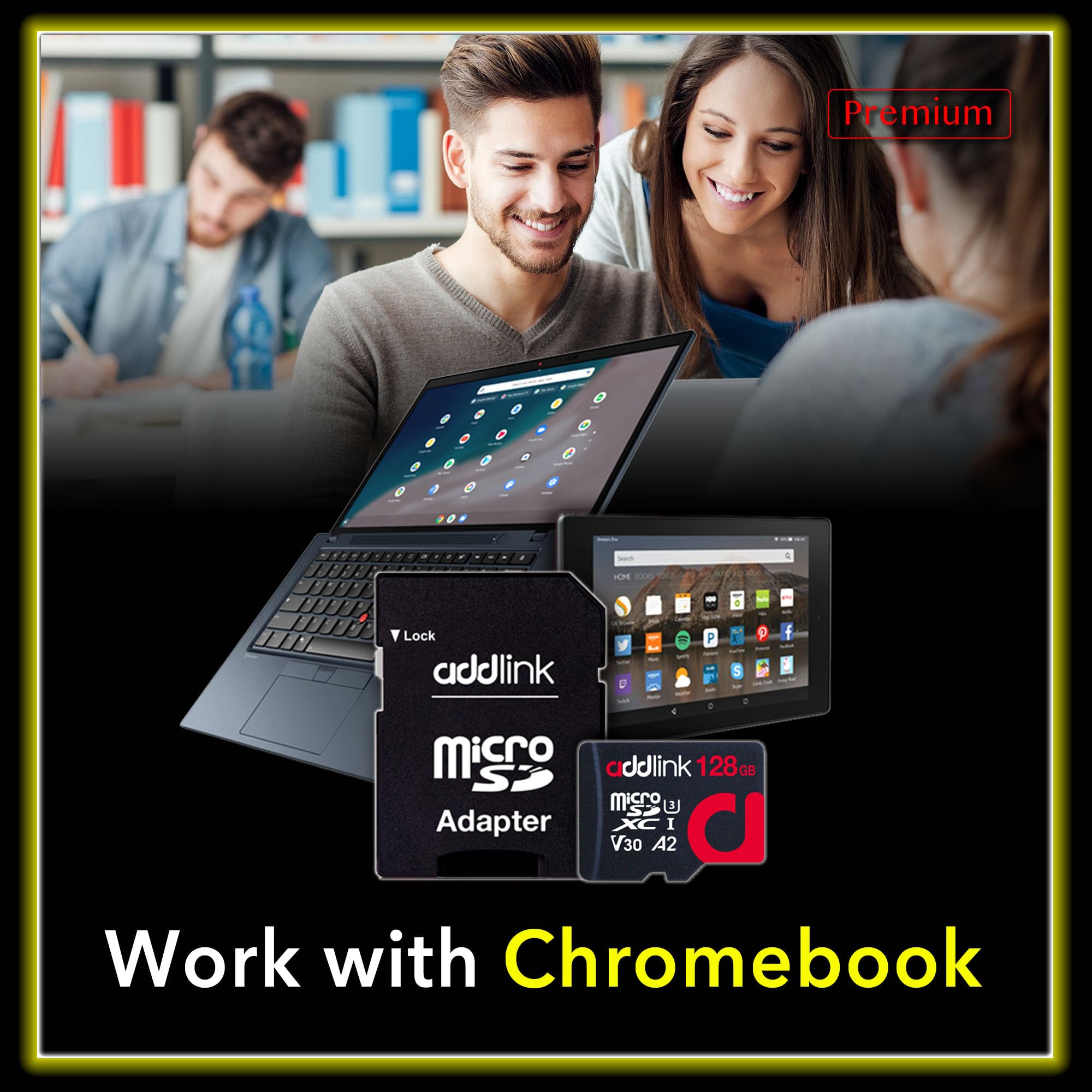 Addlink Microsdxc 128Gb 2 Pack + Adapter Uhs 1 U3 V30 A1 4K, Compatible For Android Smartphones, Camera, Dash Cam Tablets, Go Pr