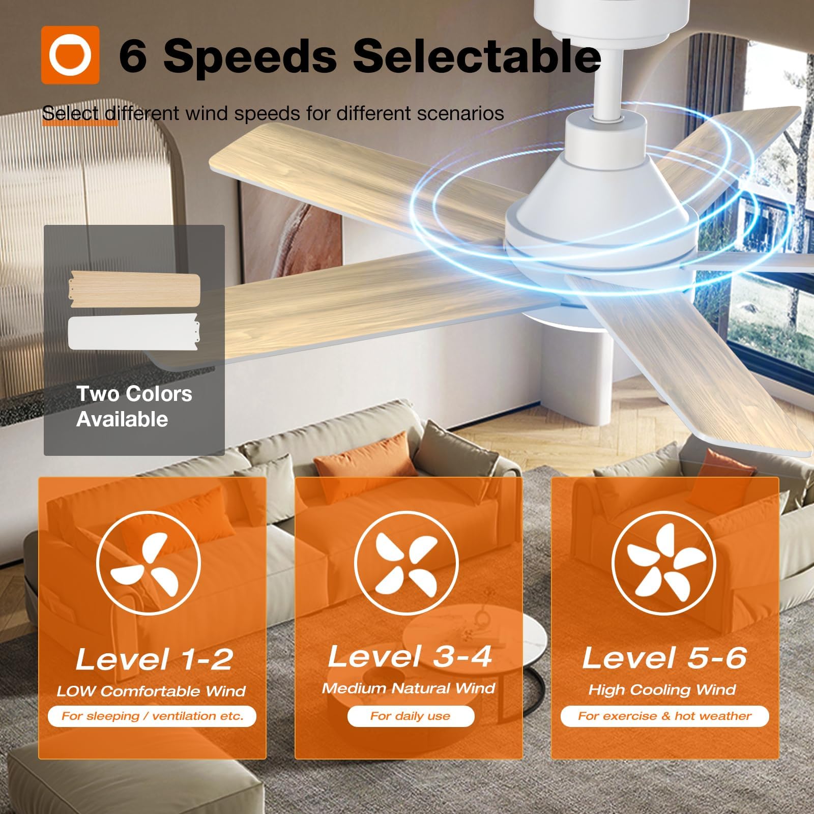 Addlon Ceiling Fans With Lights, 42 Inch White Ceiling Fan With Light And Remote Control, Reversible, 3Cct, Dimmable, Noiseless,