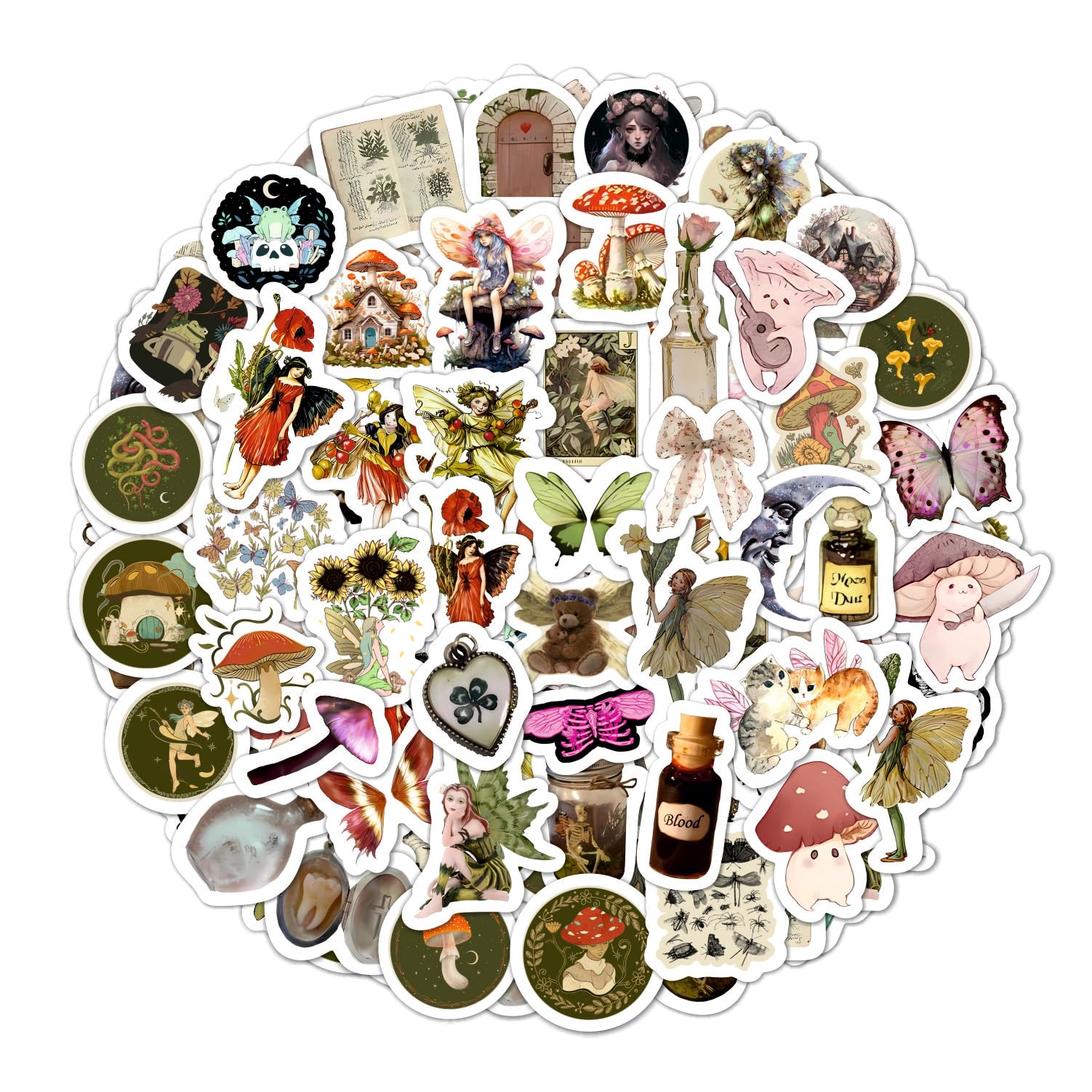 100Pcs Fairycore Stickers For Water Bottle And Laptop   Fairycore Party Favors & Decorations, Waterproof Vinyl Decals, Fantasy A