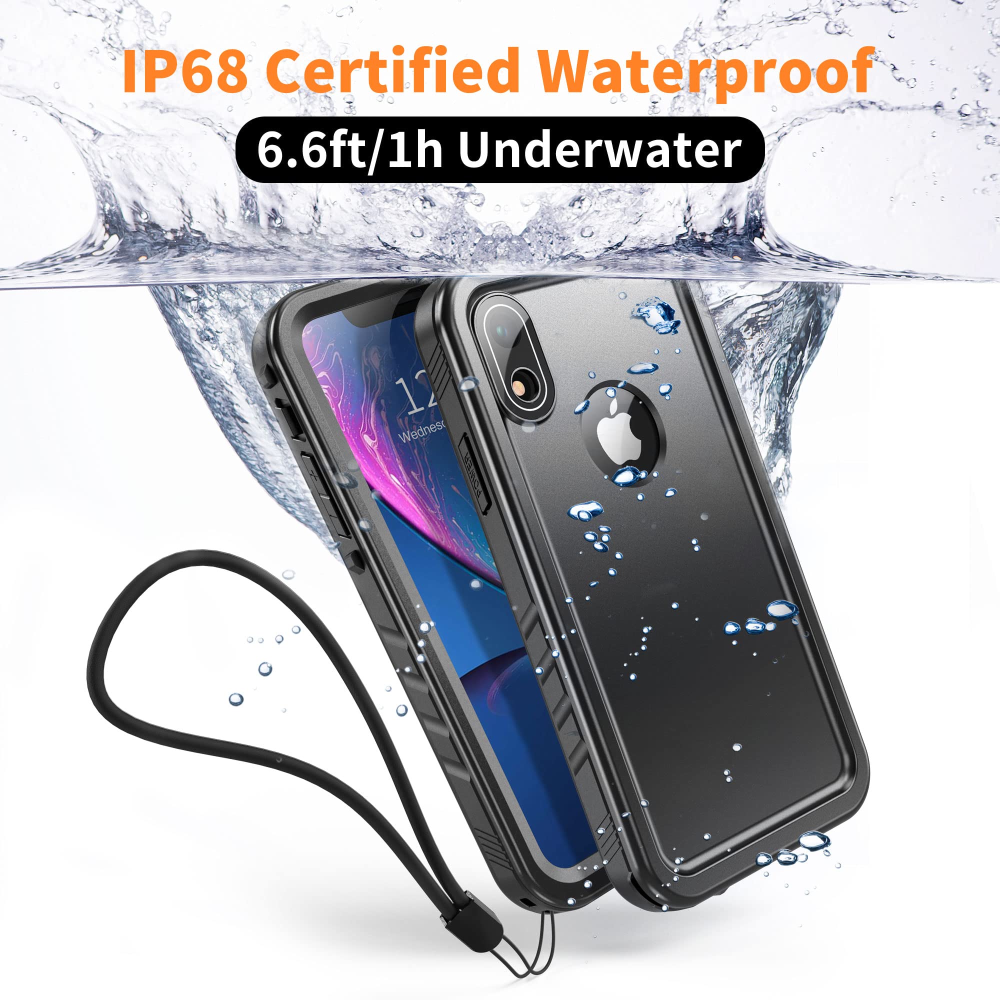Cozycase Waterproof Case For Iphone Xr, Shockproof Full Body Rugged Bumper Case With Built In Screen Protector For Apple Iphone