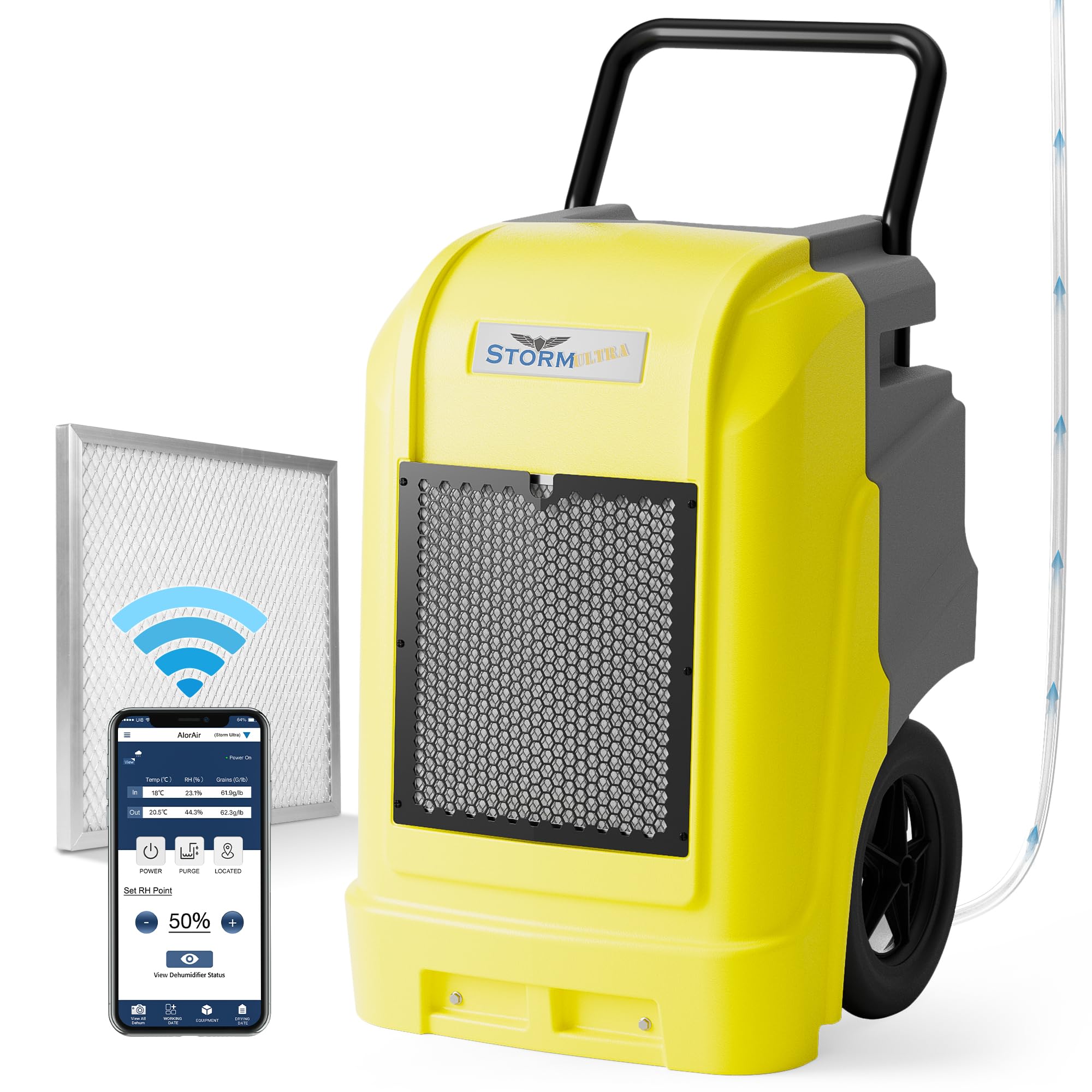 ALORAIR Commercial Dehumidifier with Pump Drain Hose, 190 Pints Smart WiFi Industrial Dehumidifiers Large Capacity for Basements