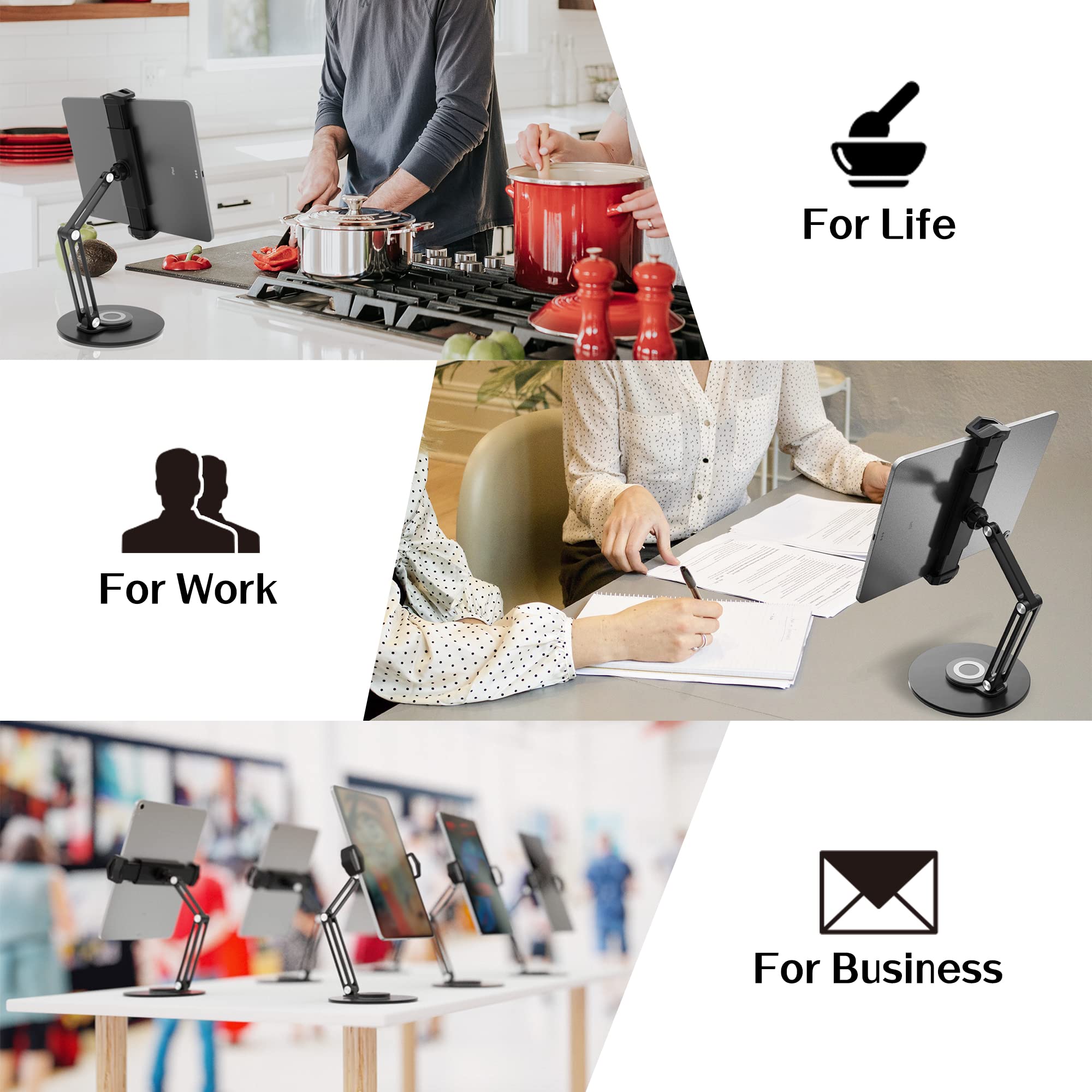 Pzoz Retail Kiosk Ipad Stand, 360Rotate Pos Tablet Stand, Fits 6 12.9'' Ipad Mini Pro Business Supplies Swivel Tablet Holder For