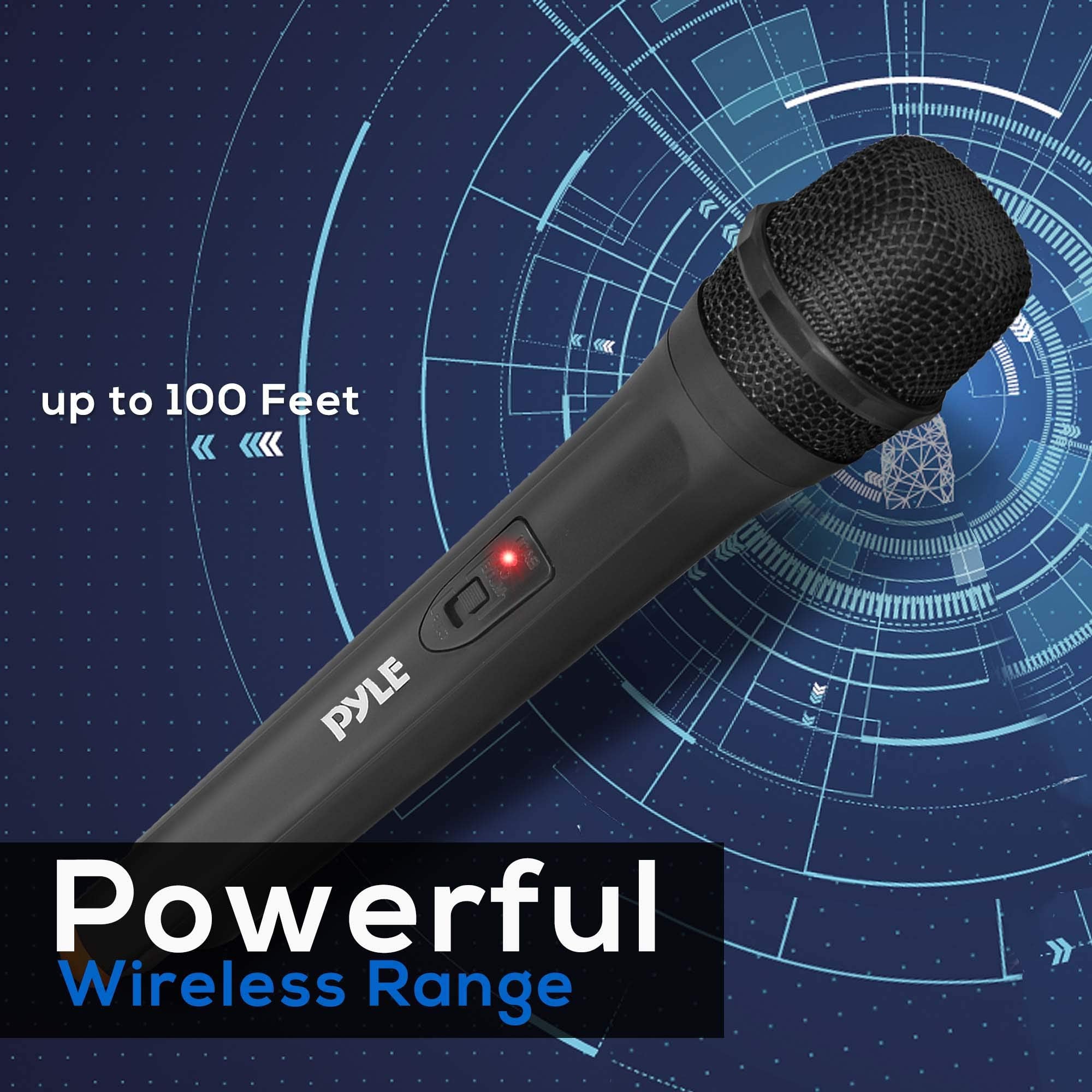 Pyle Portable Vhf Wireless Microphone System   Professional Battery Operated Handheld Dynamic Unidirectional Cordless Microphone