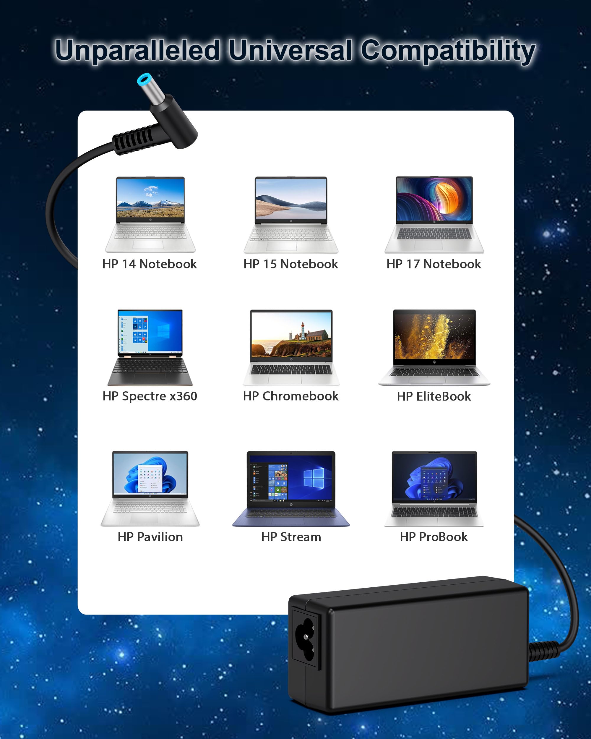 45W 19.5V 2.31A For Hp Laptop Charger Blue Tip,Hp Pavilion X360 11 13 15, Zbook 14U G4 G5 15U 15 G3, Notebook 15,Hp Stream 13 11