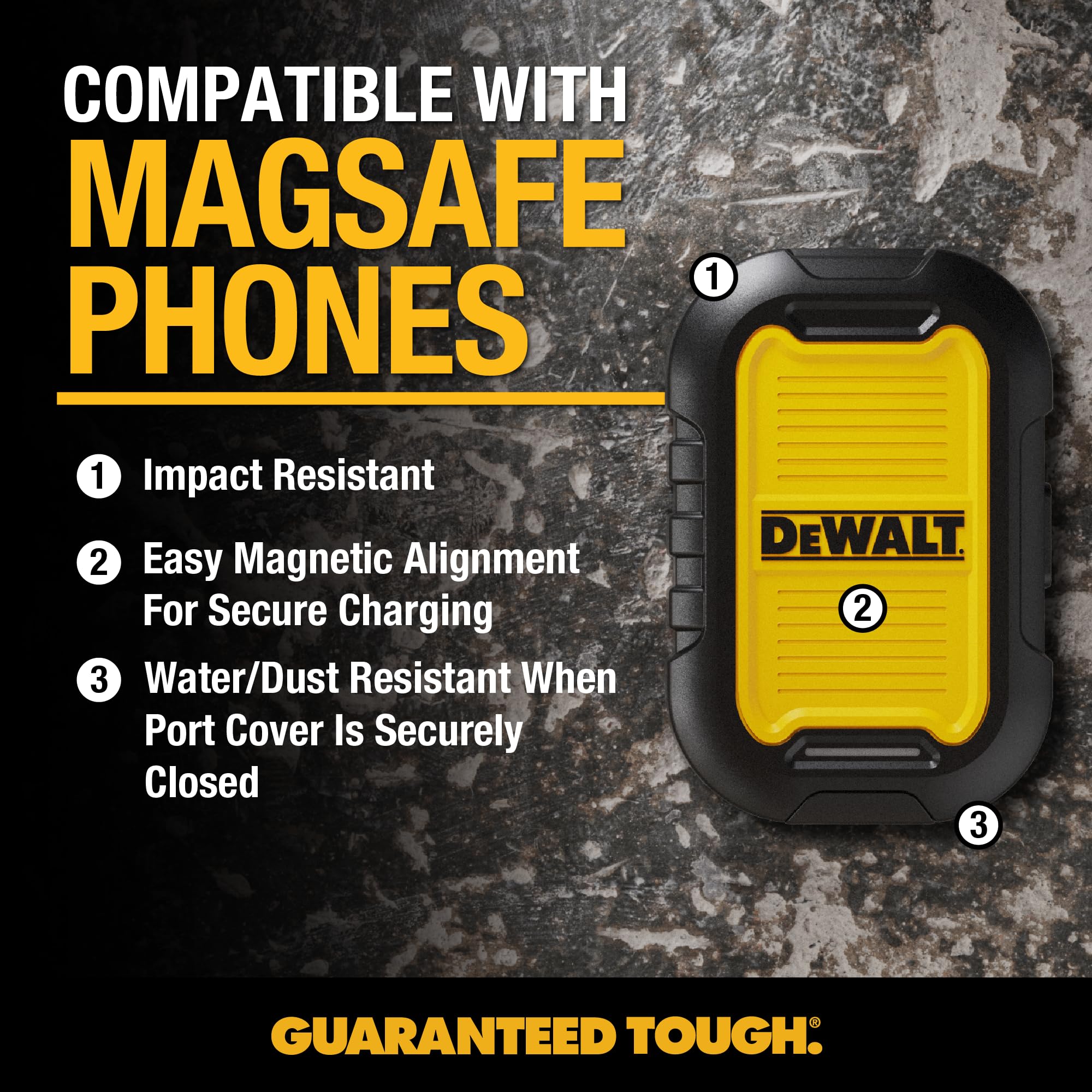Dewalt Magnetic Power Bank 5,000Mah, Rugged Wireless Portable Charger, 18W Fast Charging Battery Pack, Included Usb-C To C W/Usb