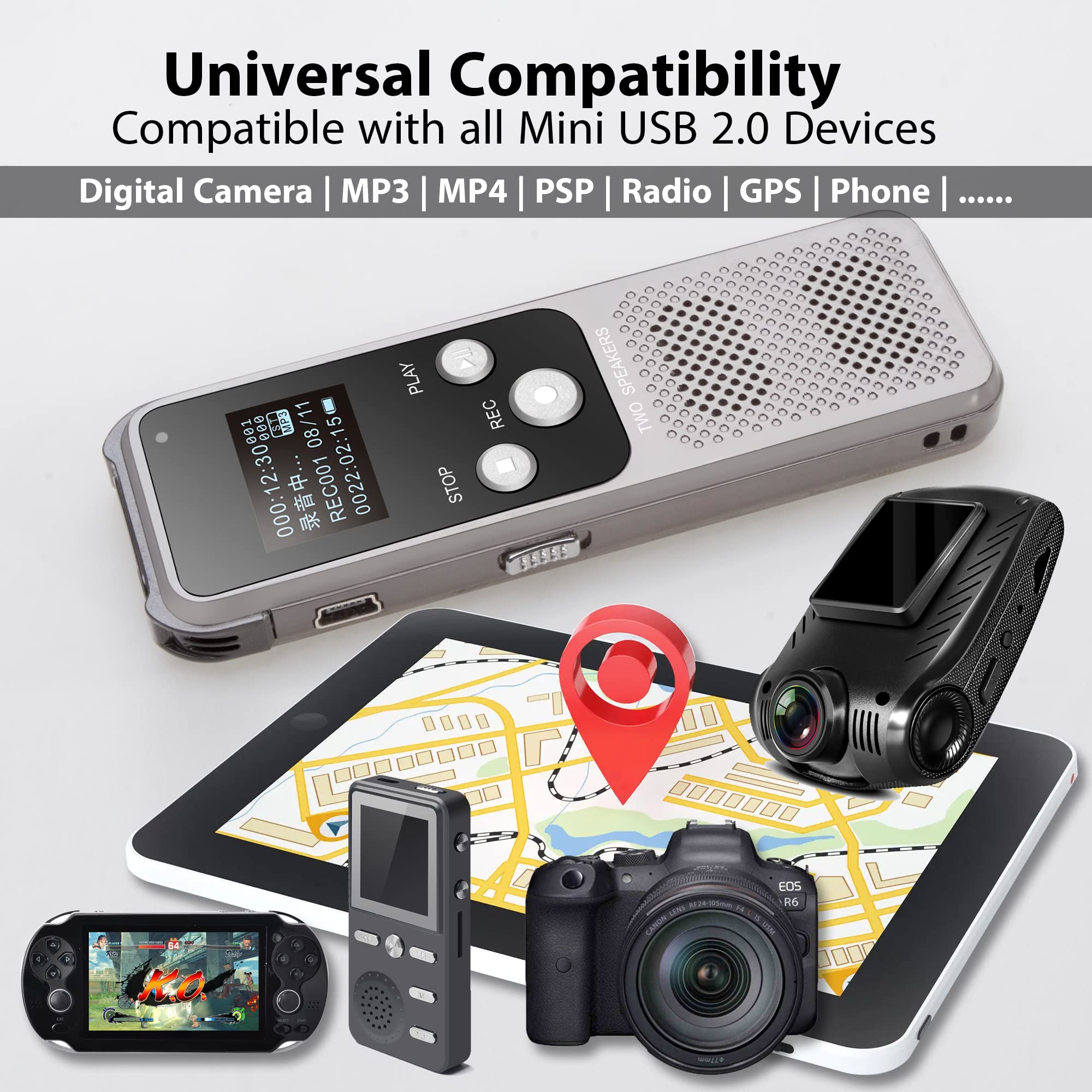 Usb C To Mini Usb Adapter, Type C Female To Mini Usb 2.0 Male Convert Connector Support Charge & Data Sync Compatible Gopro Hero 3+, Mp3 Players, Dash Cam, Digital Camera, Receiver Etc(2 Pack) Black